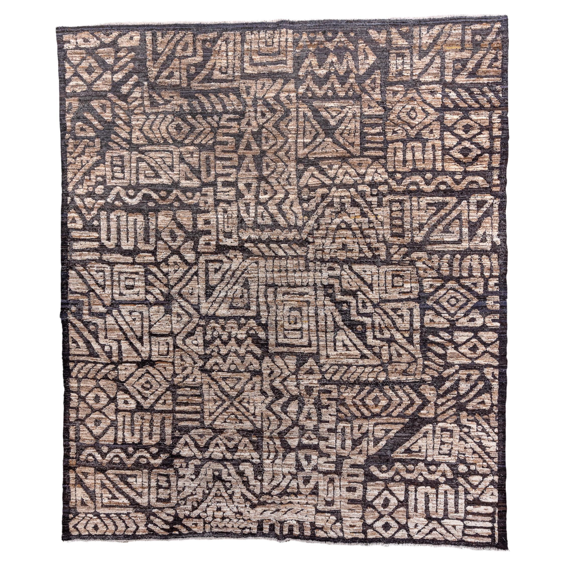 Modern Turkish Tulu, with Zig Zag Design in Shades of Brown For Sale