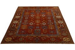 Alfombra de lana de gran tamaño de estilo turcomano moderno con guls tribales y tono rojo terracota