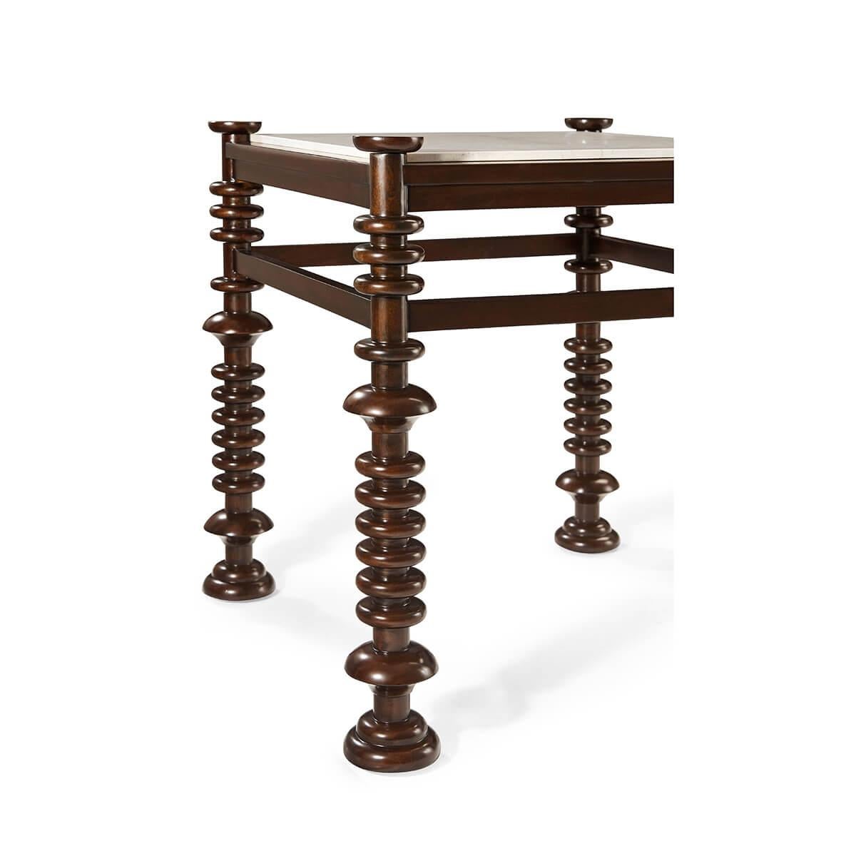 Baroque Modern Turned Leg Accent Table For Sale
