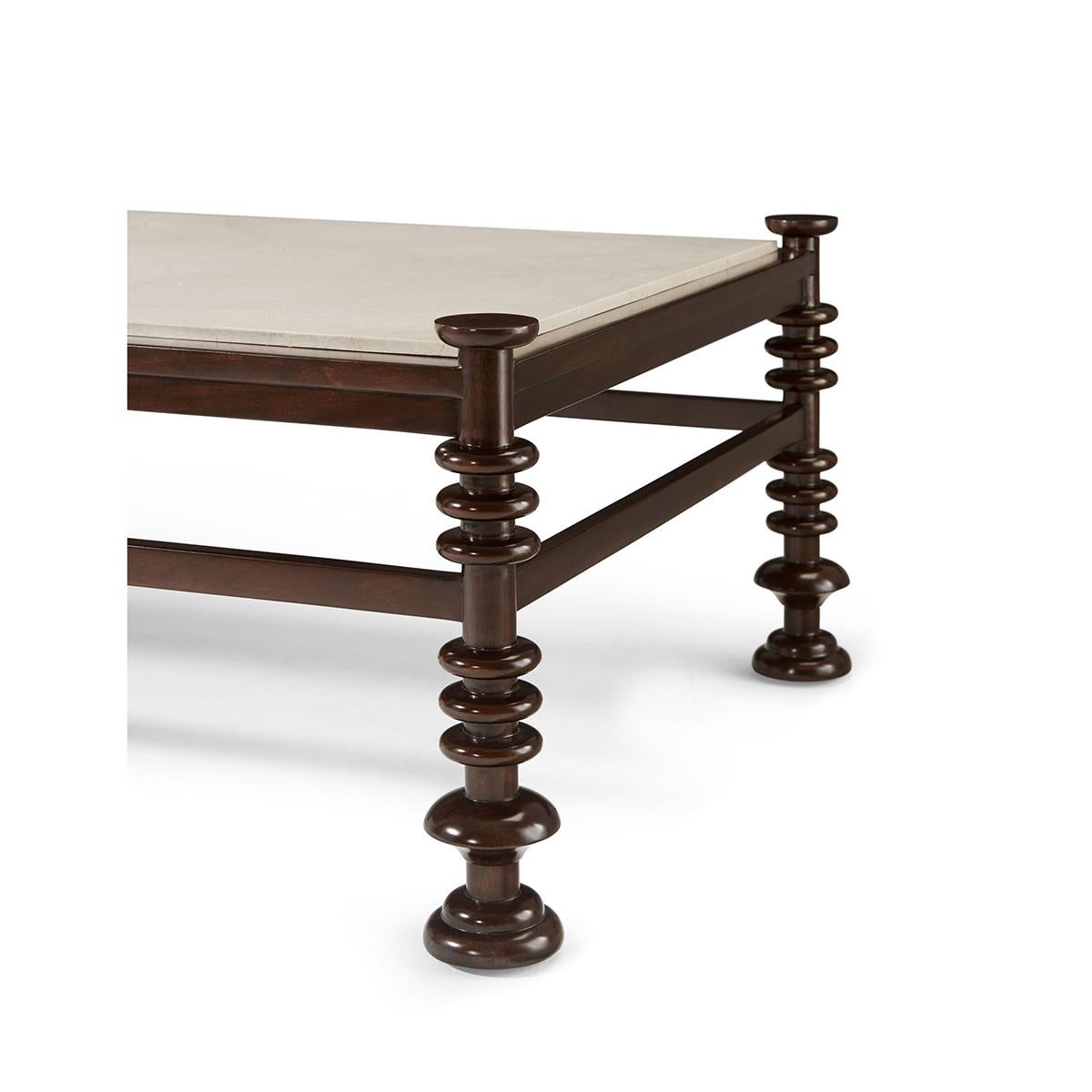 Baroque Modern Turned Leg Coffee Table For Sale