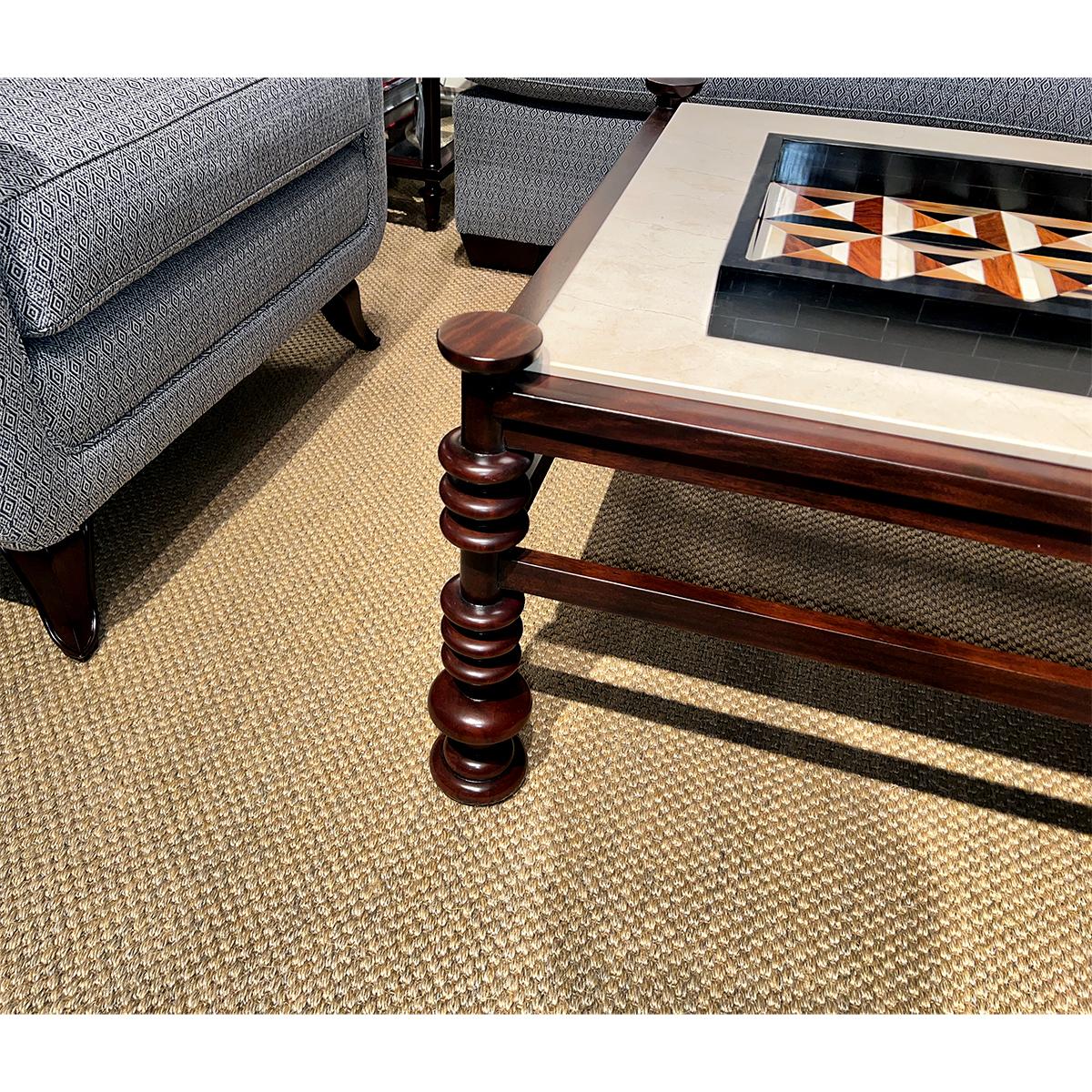 Modern Turned Leg Coffee Table For Sale 1