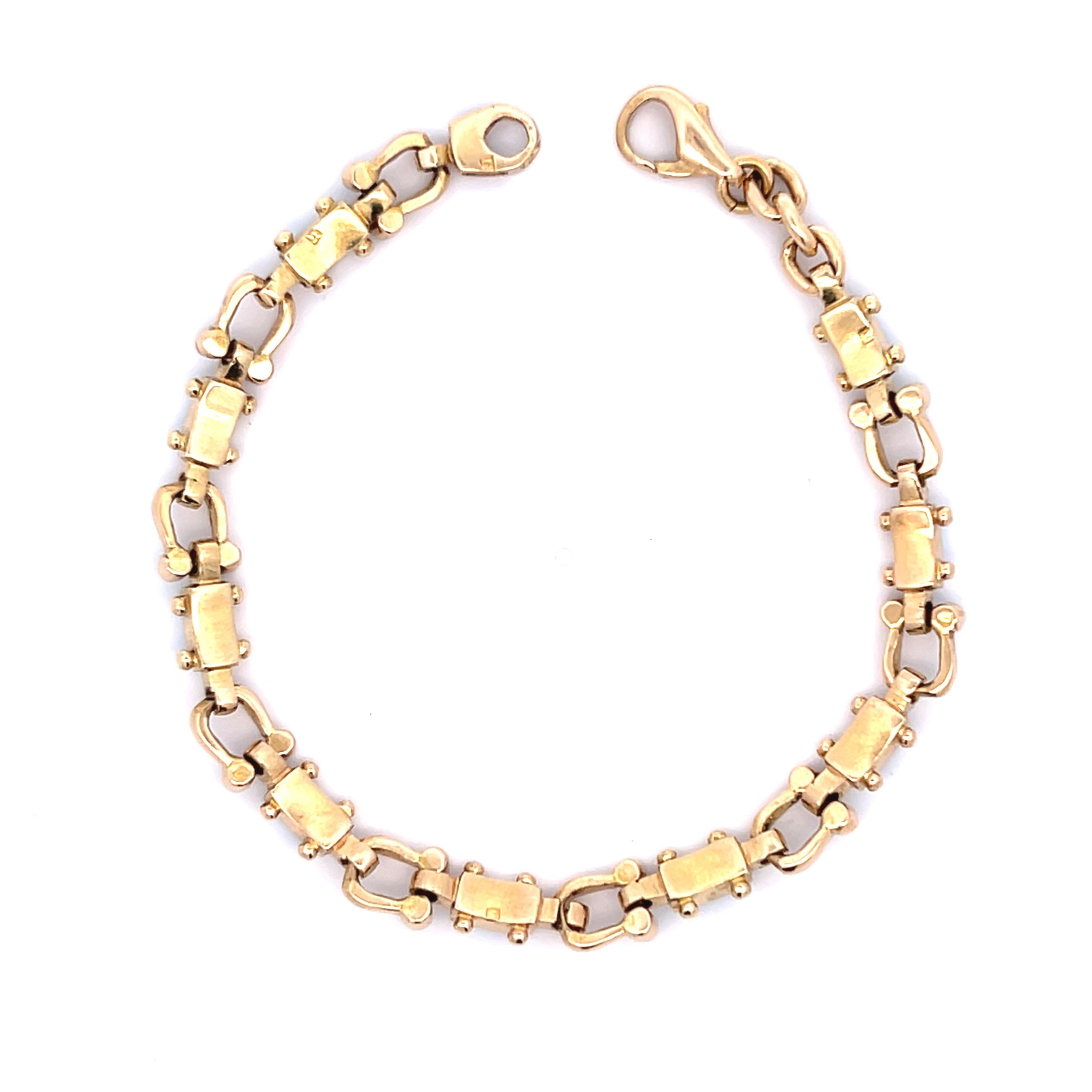 Contemporain Modern Turquoise and 18k Yellow Gold Link Bracelet en vente