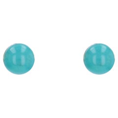 Modern Turquoise Bead 18 Karat White Gold Stud Earrings