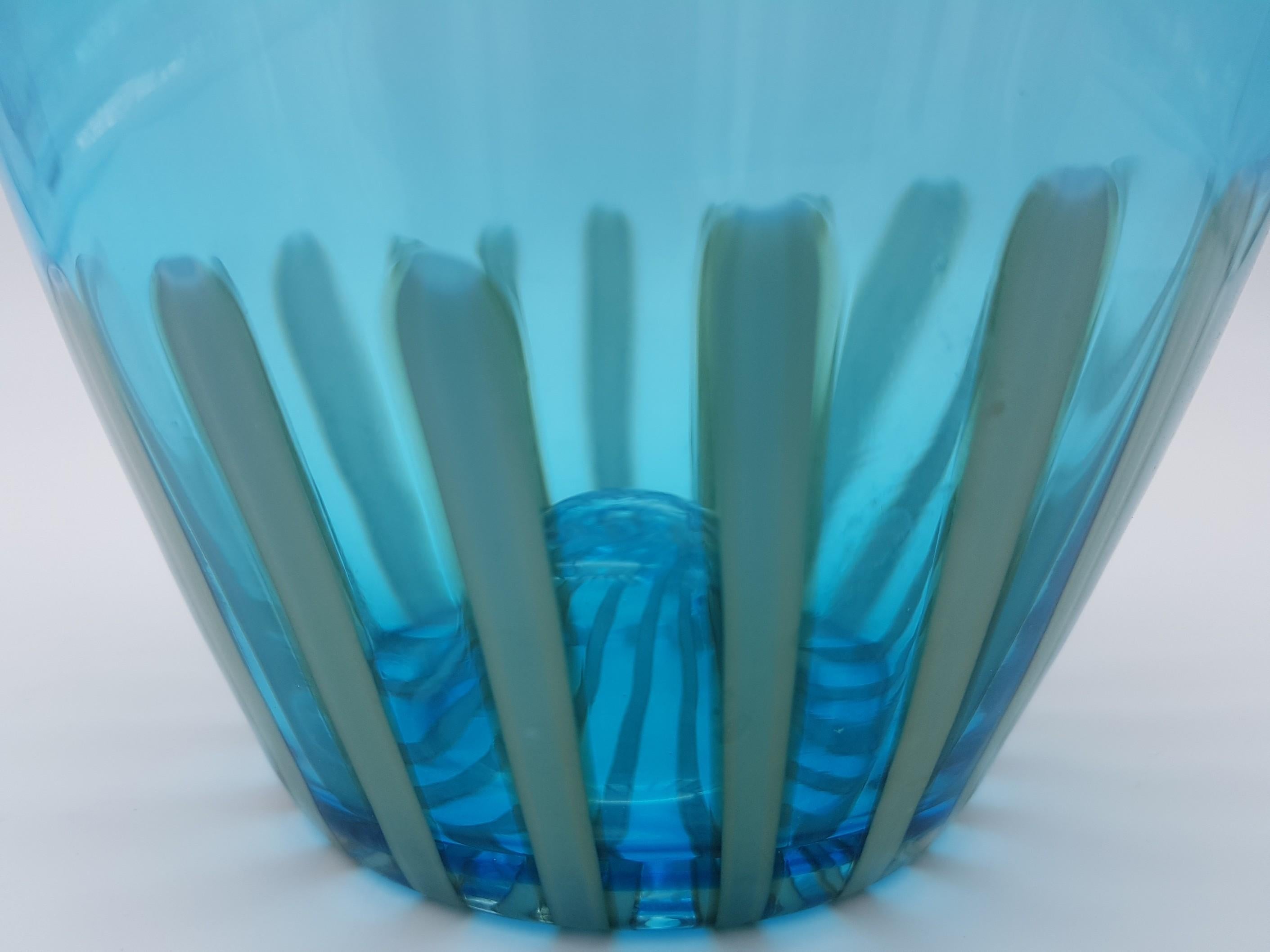 Late 20th Century Modern Turquoise/Blue Murano-Glass Vase by Gino Cenedese E Figlio, late 1990s For Sale