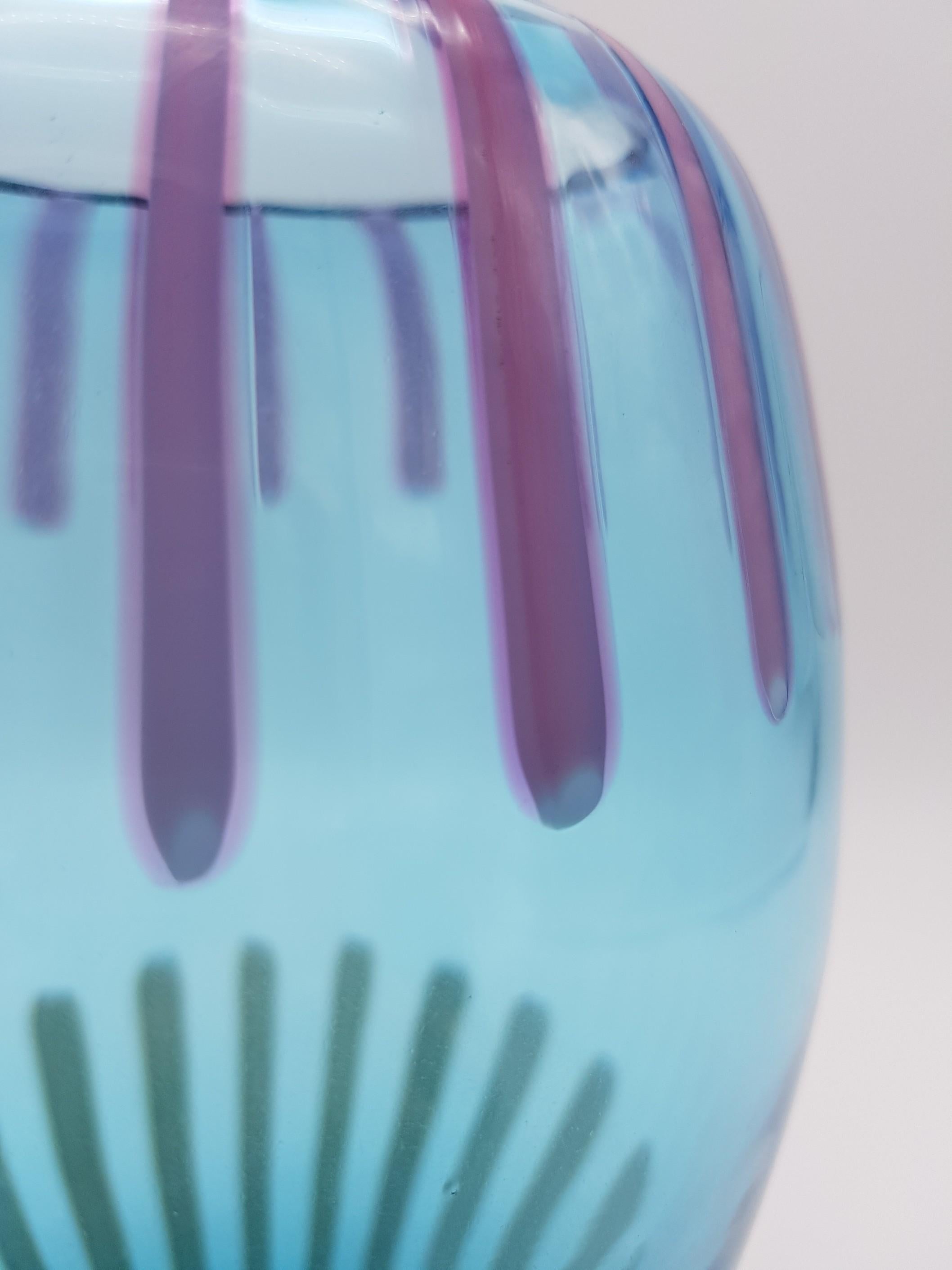 Murano Glass Modern Turquoise/Blue Murano-Glass Vase by Gino Cenedese E Figlio, late 1990s For Sale