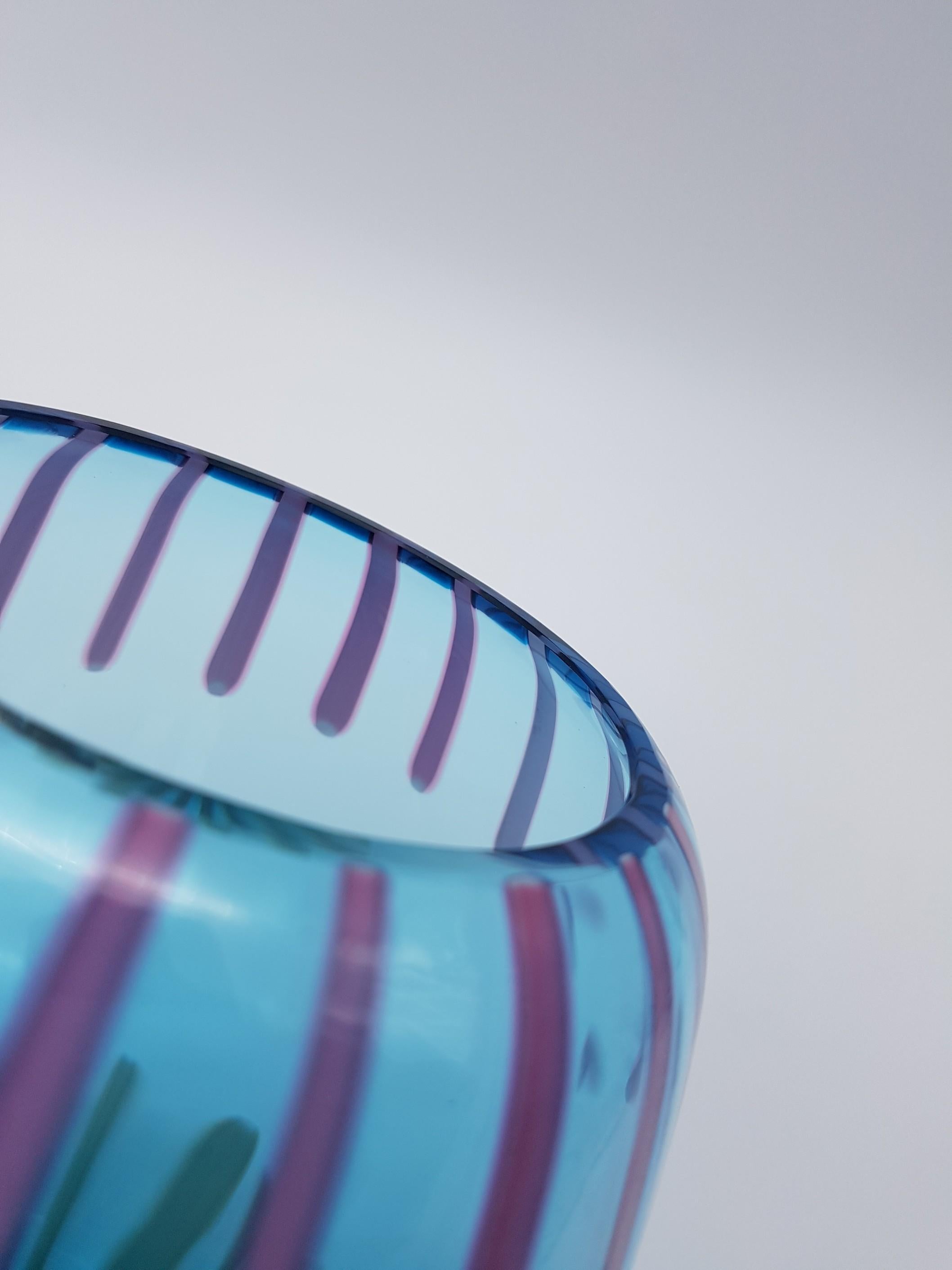 Modern Turquoise/Blue Murano-Glass Vase by Gino Cenedese E Figlio, late 1990s For Sale 1