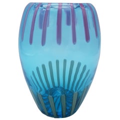 Modern Turquoise/Blue Murano-Glass Vase by Gino Cenedese E Figlio, late 1990s