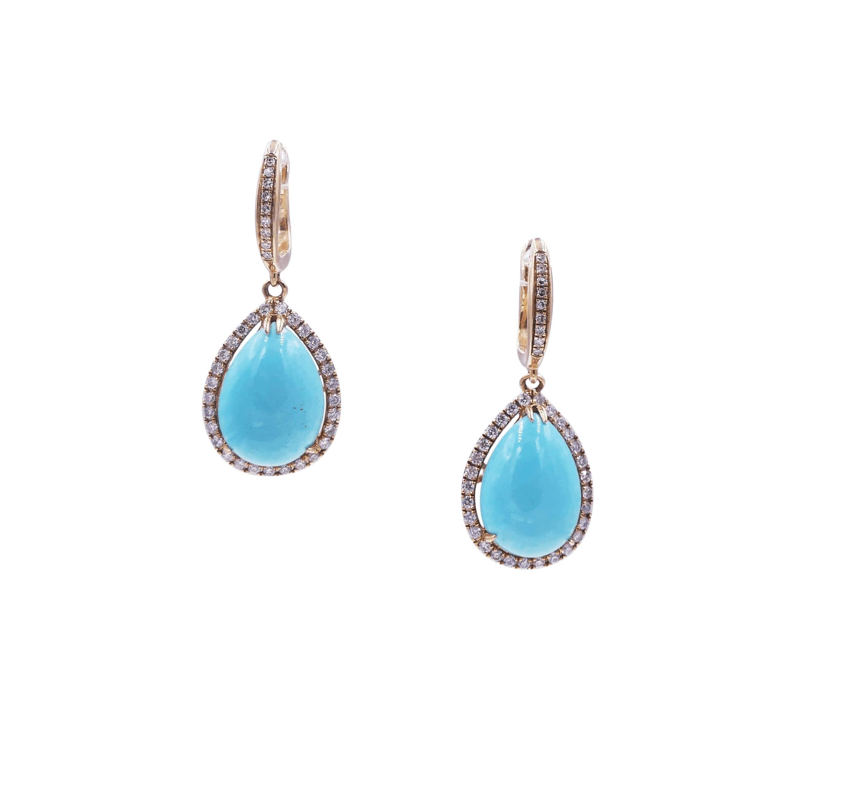14k gold turquoise earrings