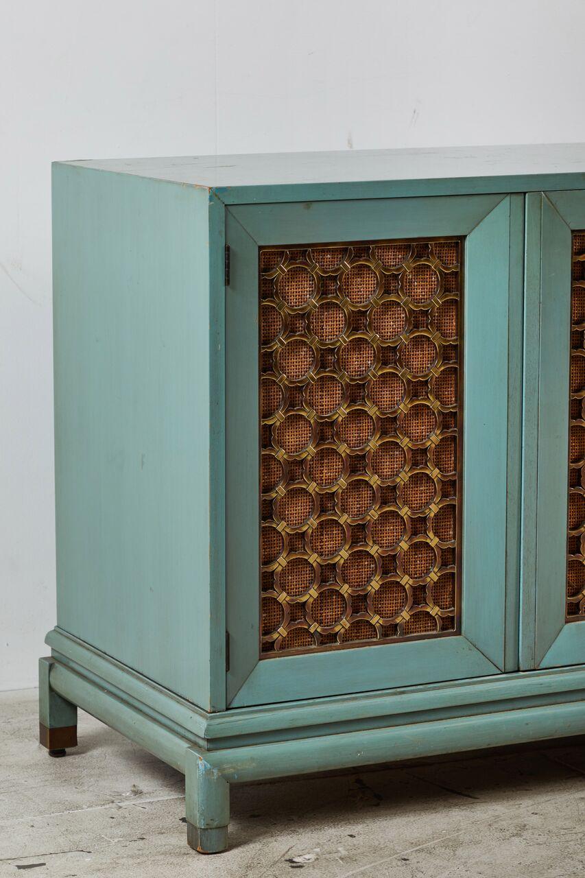 Modern Turquoise-Stained Three-Part Side Cabinet 4