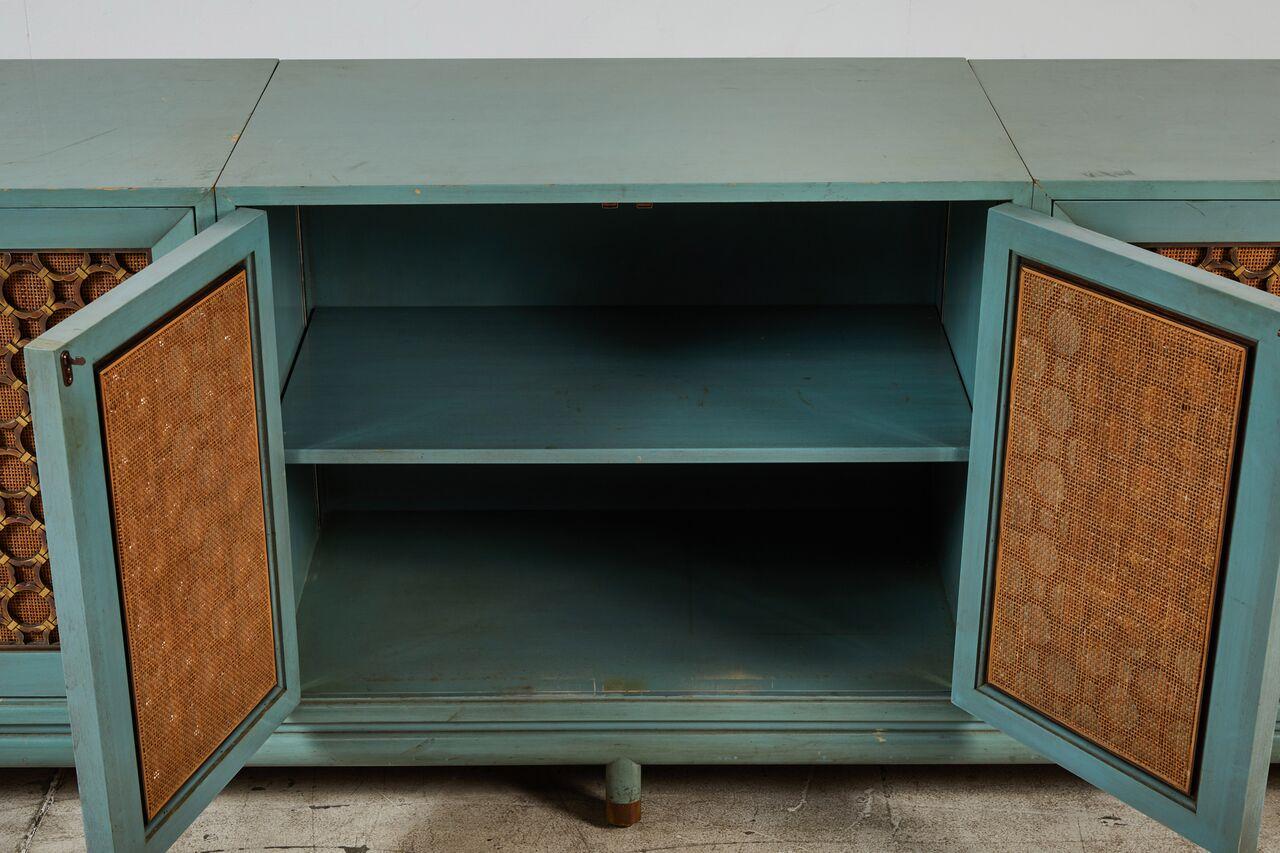 Modern Turquoise-Stained Three-Part Side Cabinet In Good Condition In Los Angeles, CA