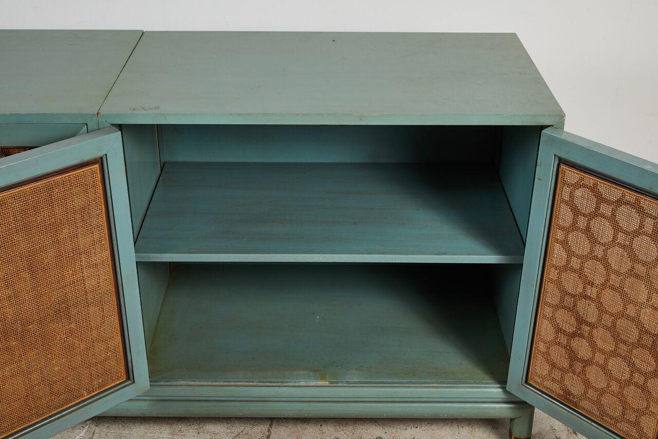 Modern Turquoise-Stained Three-Part Side Cabinet 1