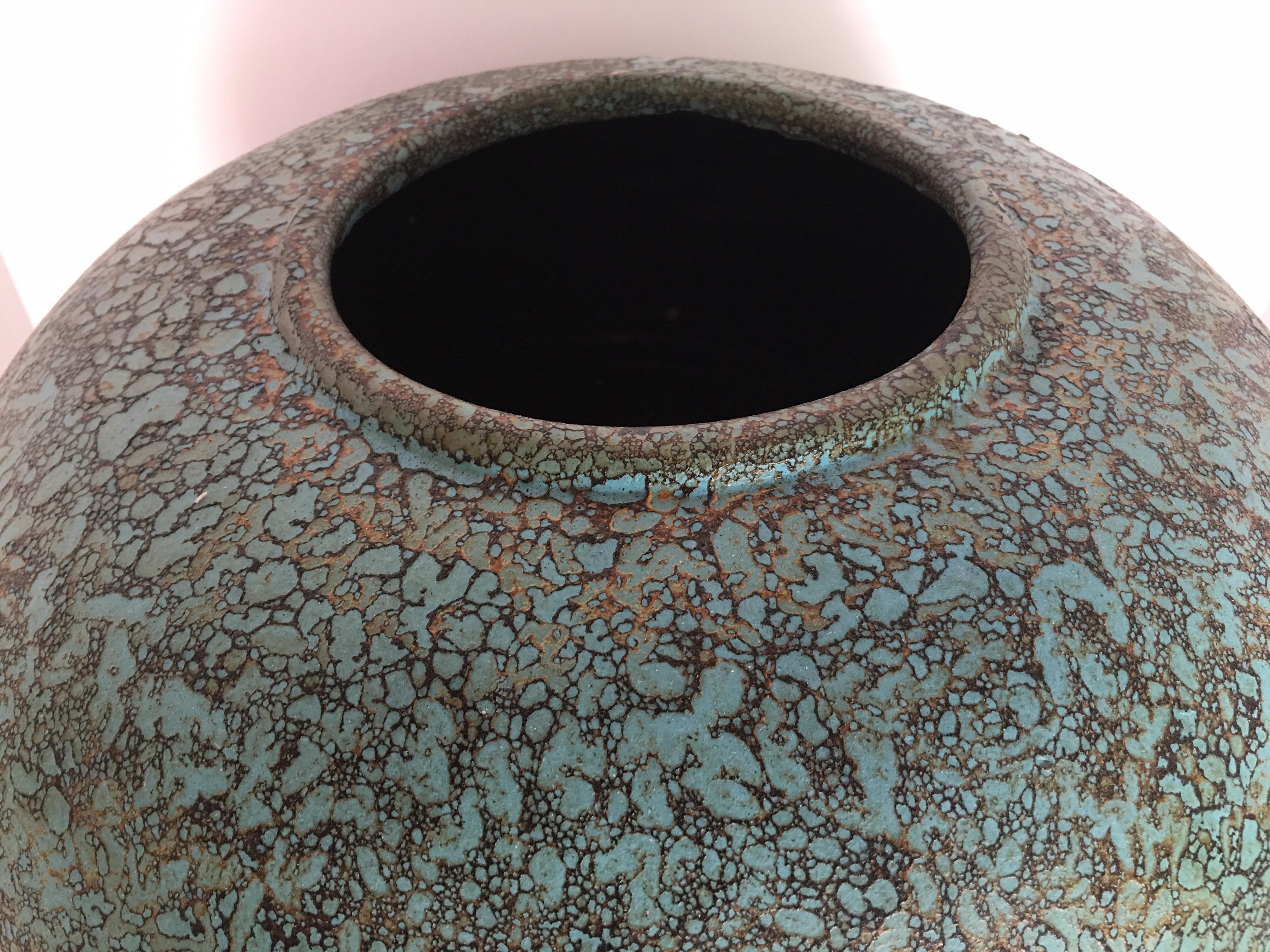 Ceramic Modern Turquoise Terracotta Pottery Vessel Bowl