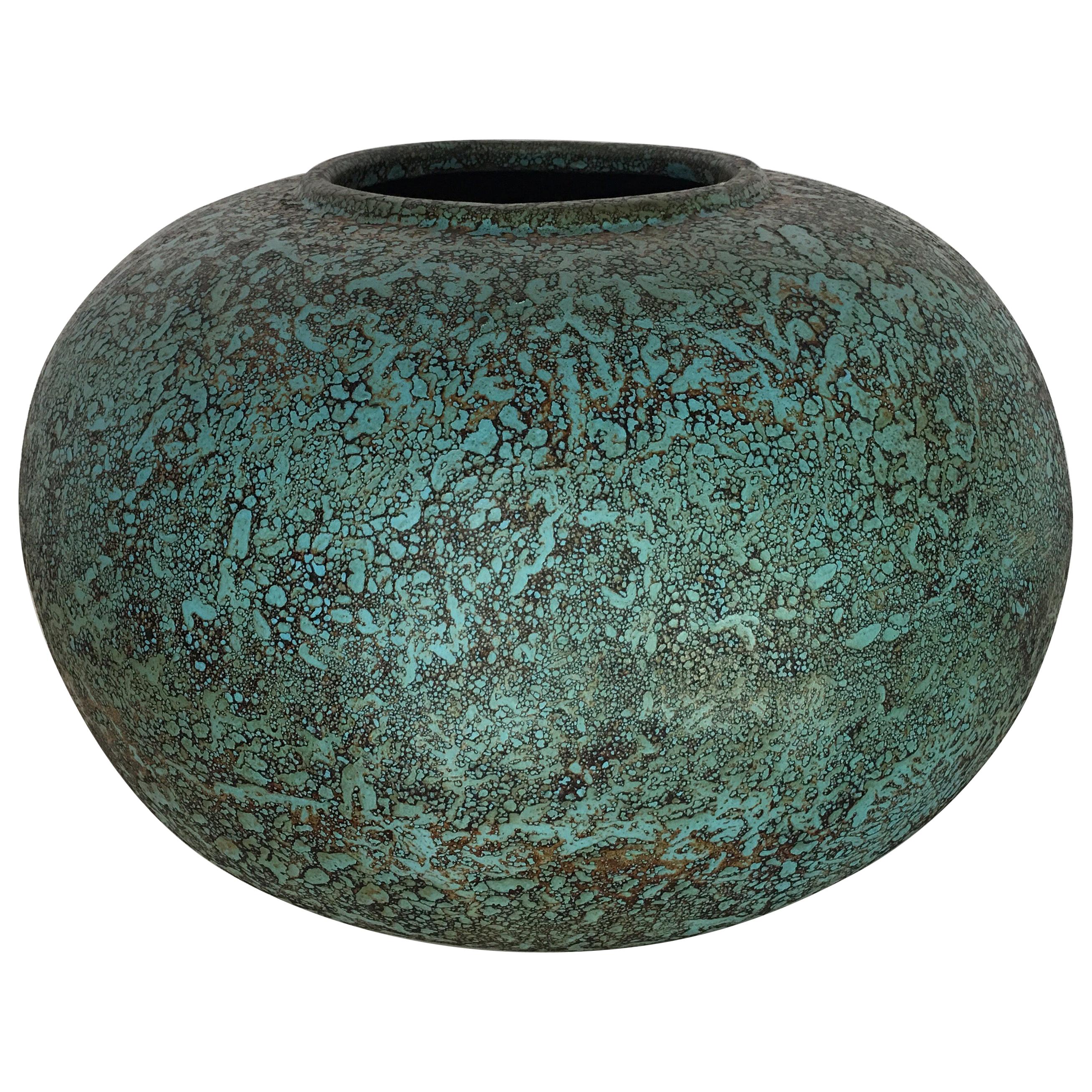 Modern Turquoise Terracotta Pottery Vessel Bowl