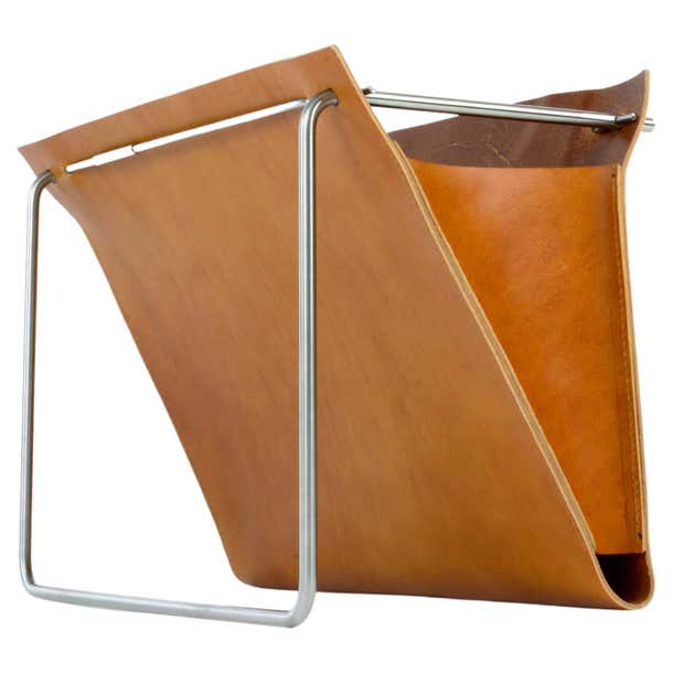 Modern Lightweight Leather Magazine Rack For Sale at 1stDibs | brown ...