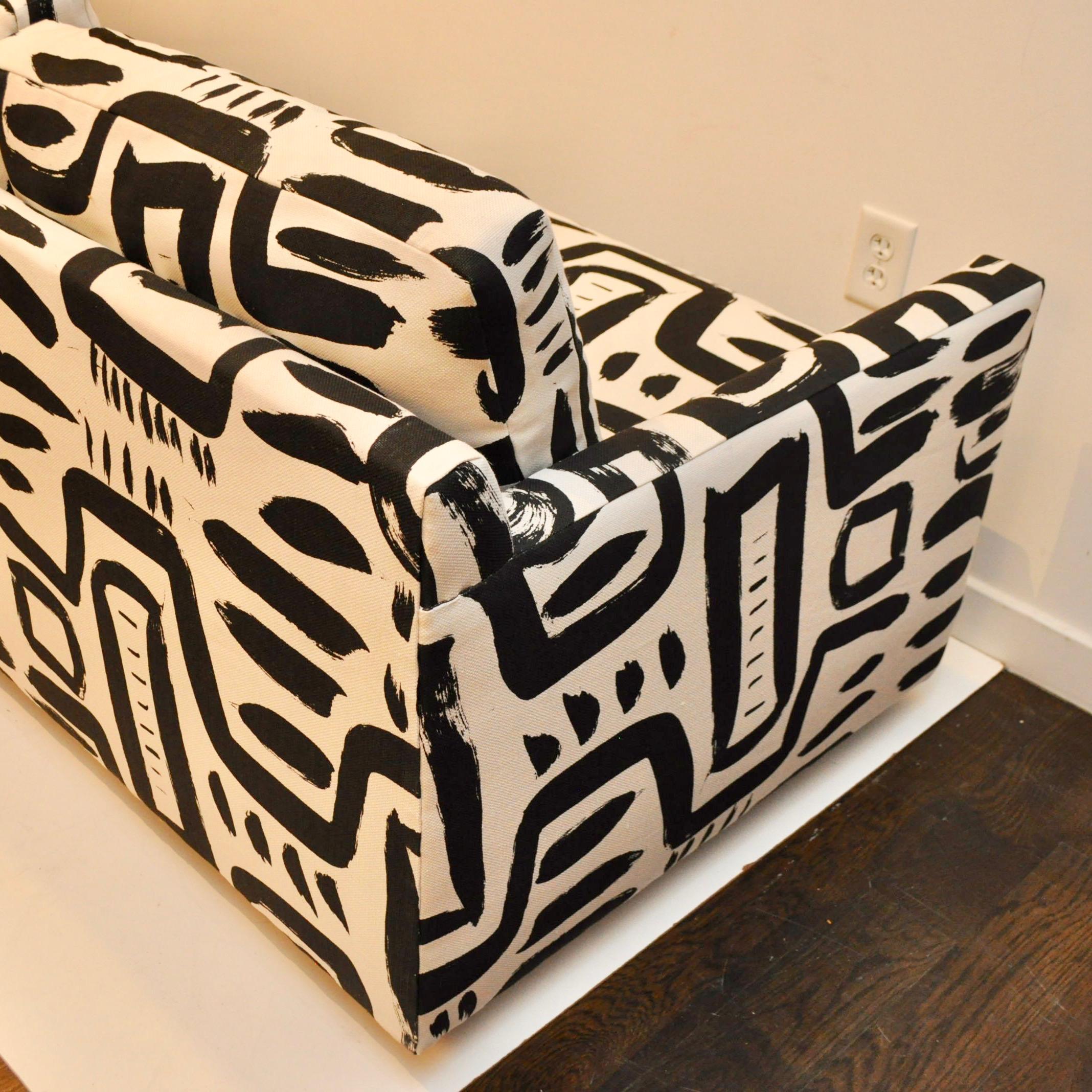 Linen Modern Tuxedo Sofa and Club Chair in Custom Made Fabric