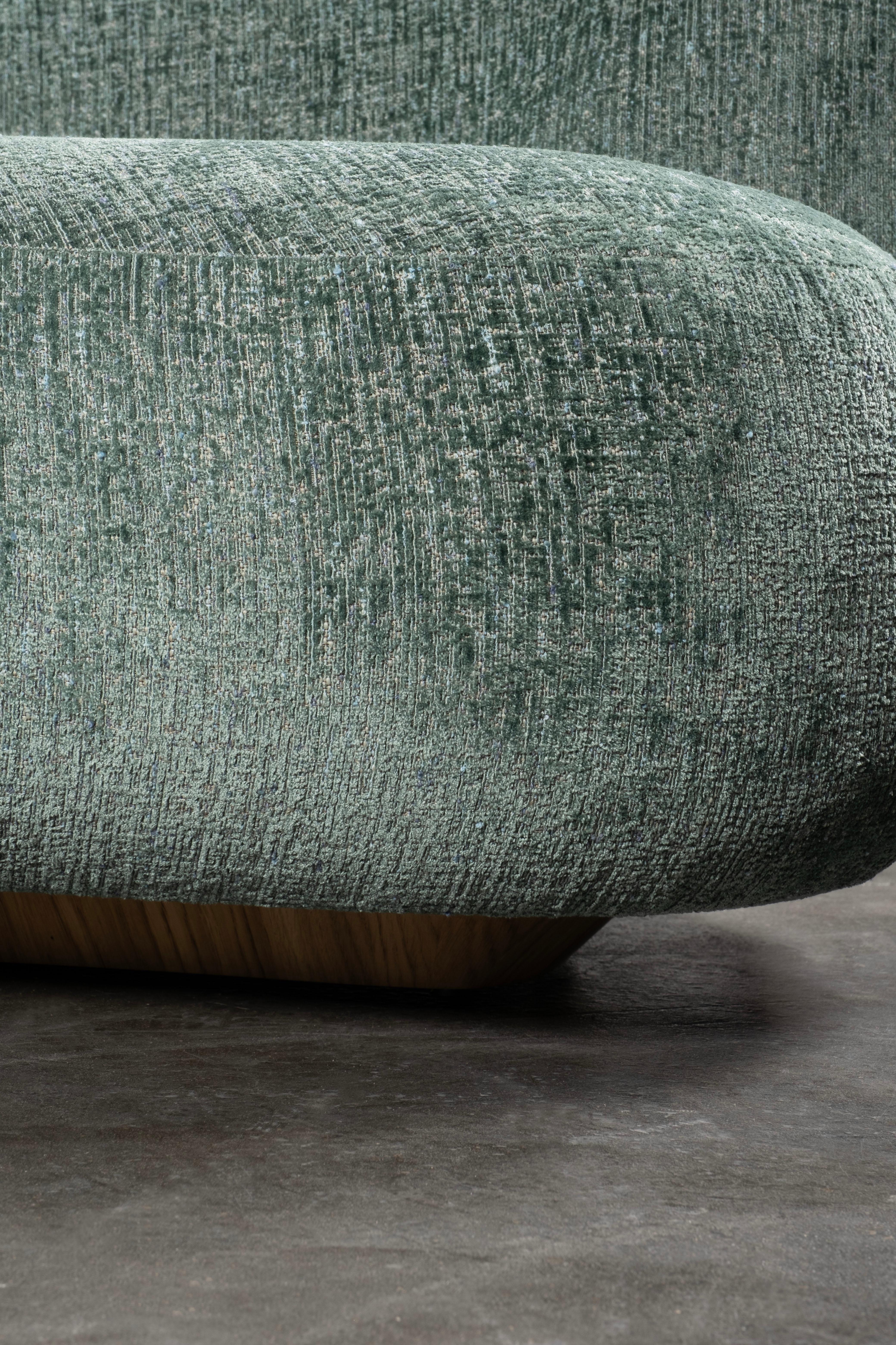 Fabric Modern Twins Curved Couch, Mint Green Velvet, Handmade in Portugal by Greenapple For Sale