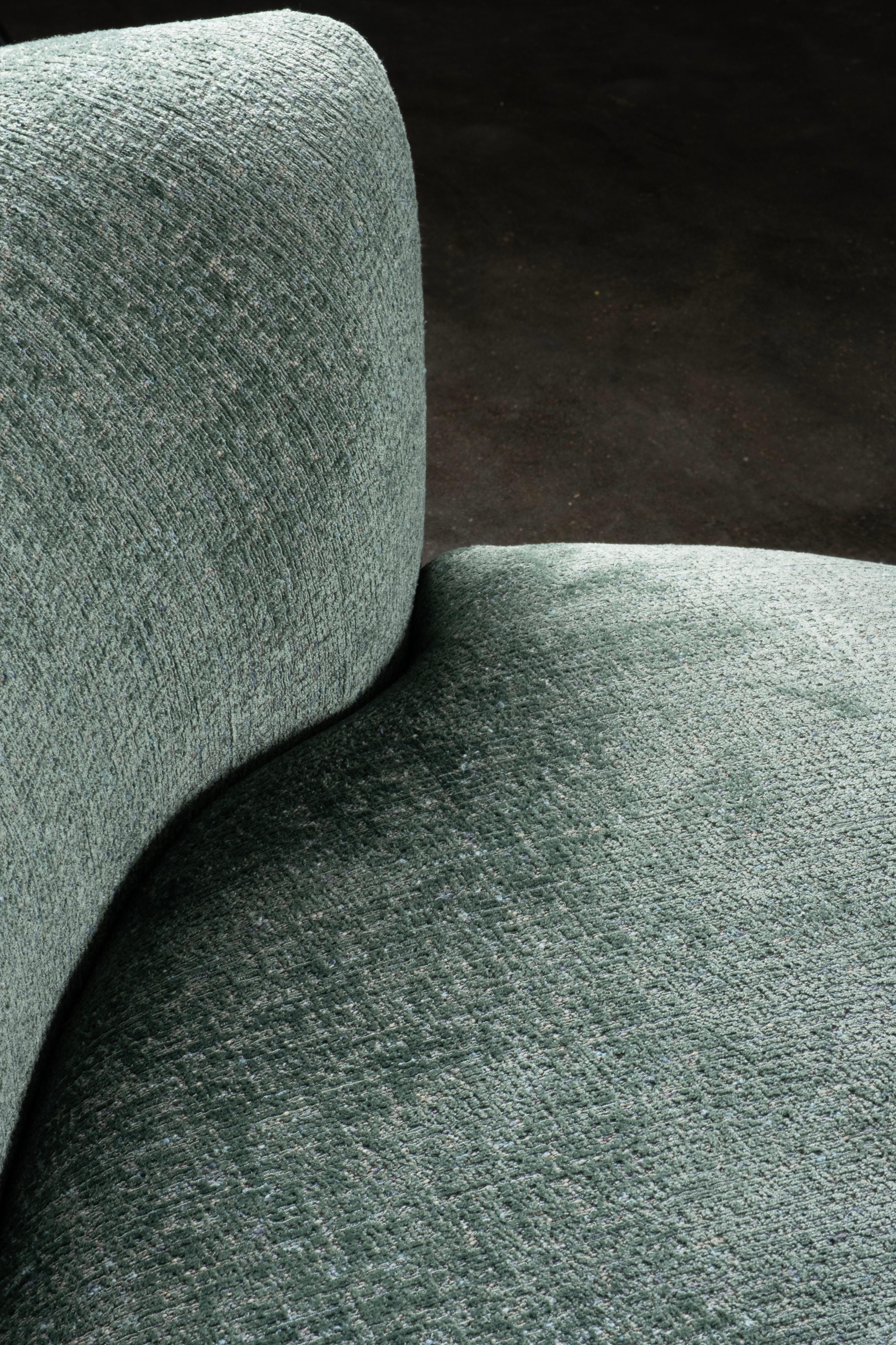Fabric Modern Twins Curved Couch, Mint Green Velvet, Handmade in Portugal by Greenapple For Sale
