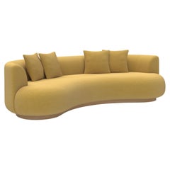 Modern Twins Curved Couch, Baby Mango Velvet, Handmade in Portugal by Greenapple