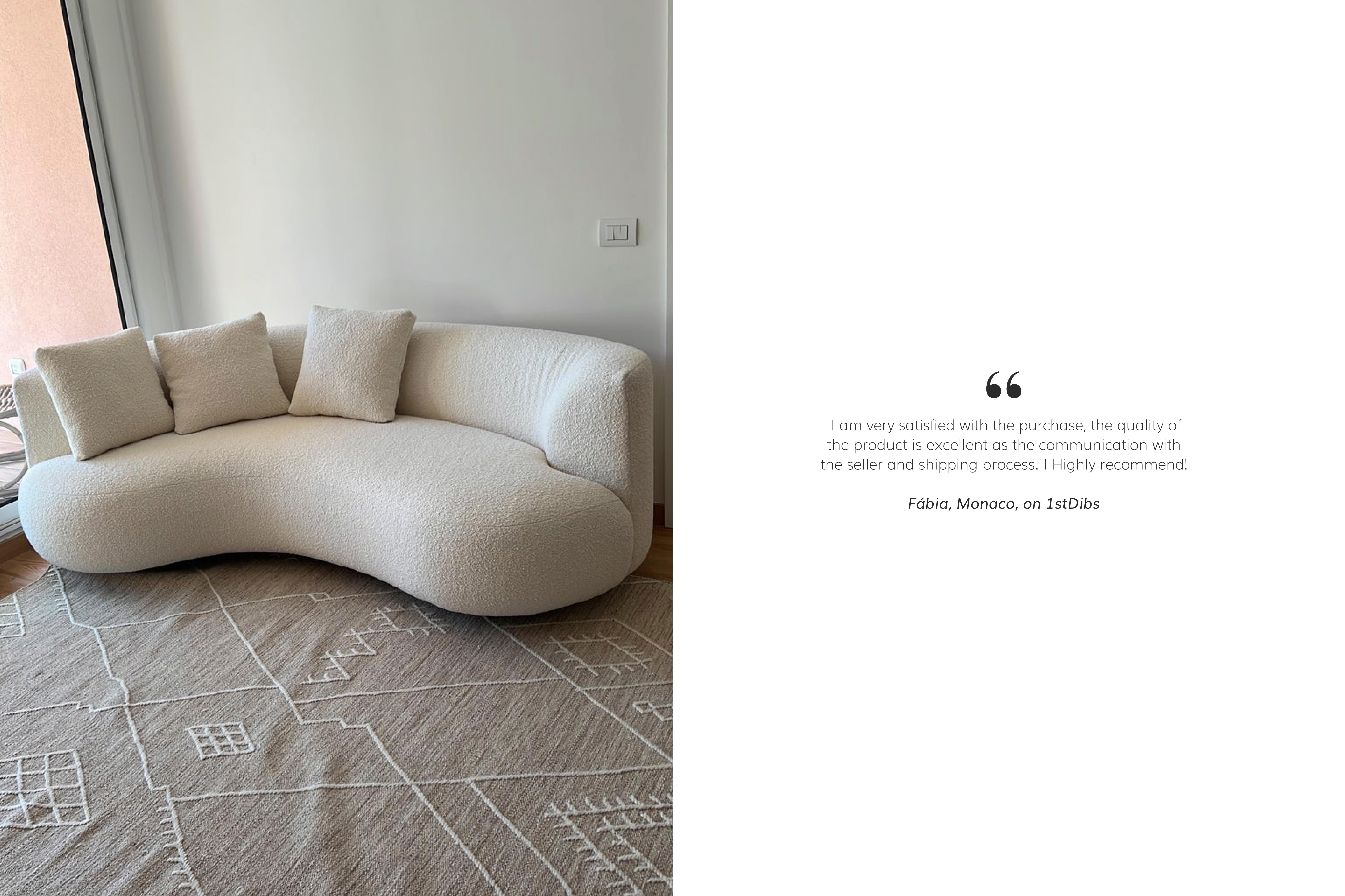 Contemporary Modern Twins Curved Sofa, Italian Bouclé, Handmade in Portugal by Greenapple For Sale