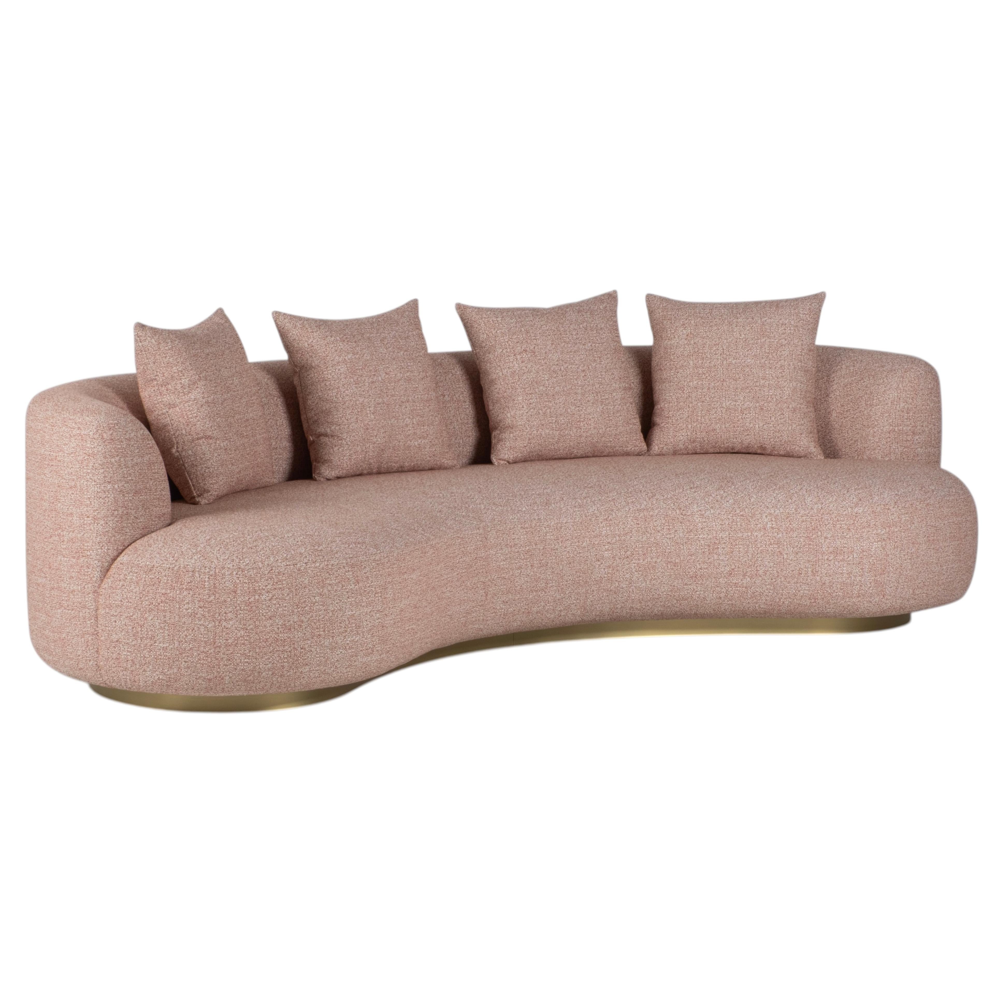 Modern Twins Curved Sofa, Terracotta Jacquard, Handmade Portugal by Greenapple For Sale