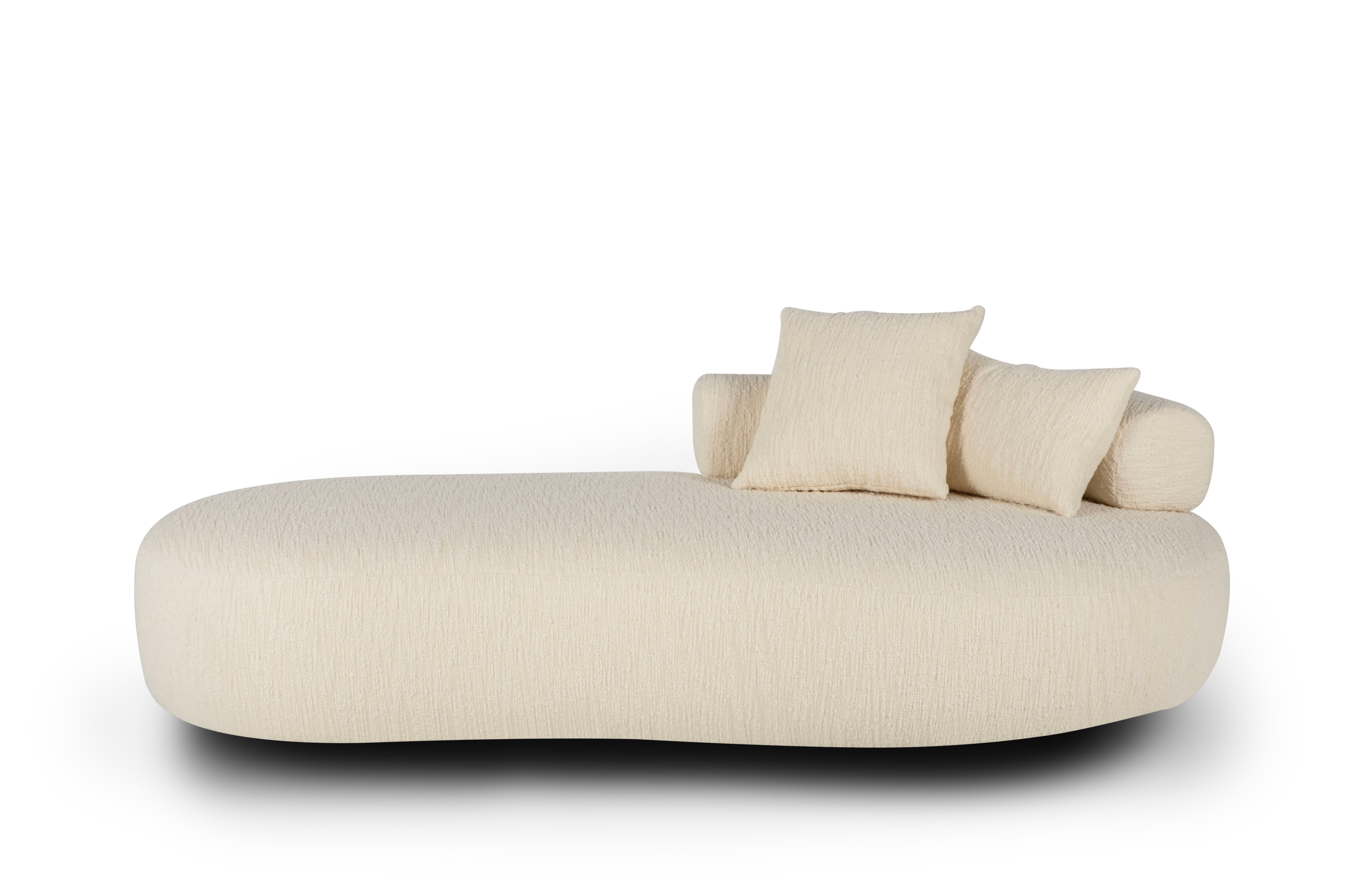 Modern Twins Day Bed, Beige Wool Bouclé, Handmade in Portugal by Greenapple For Sale