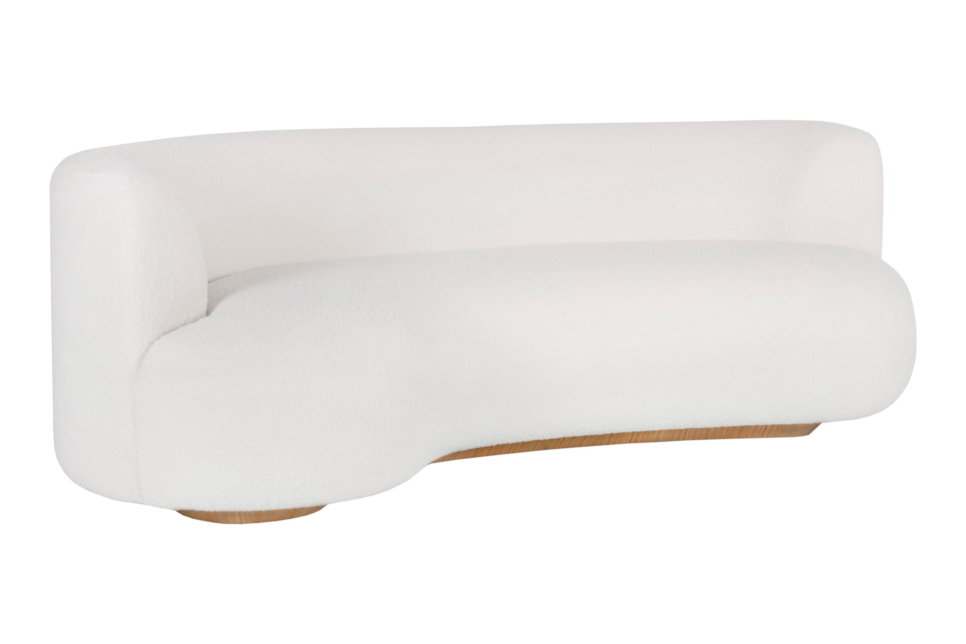 Fabric Modern Twins Outdoors Curved Sofa, Italian Bouclé, Handmade by Greenapple For Sale