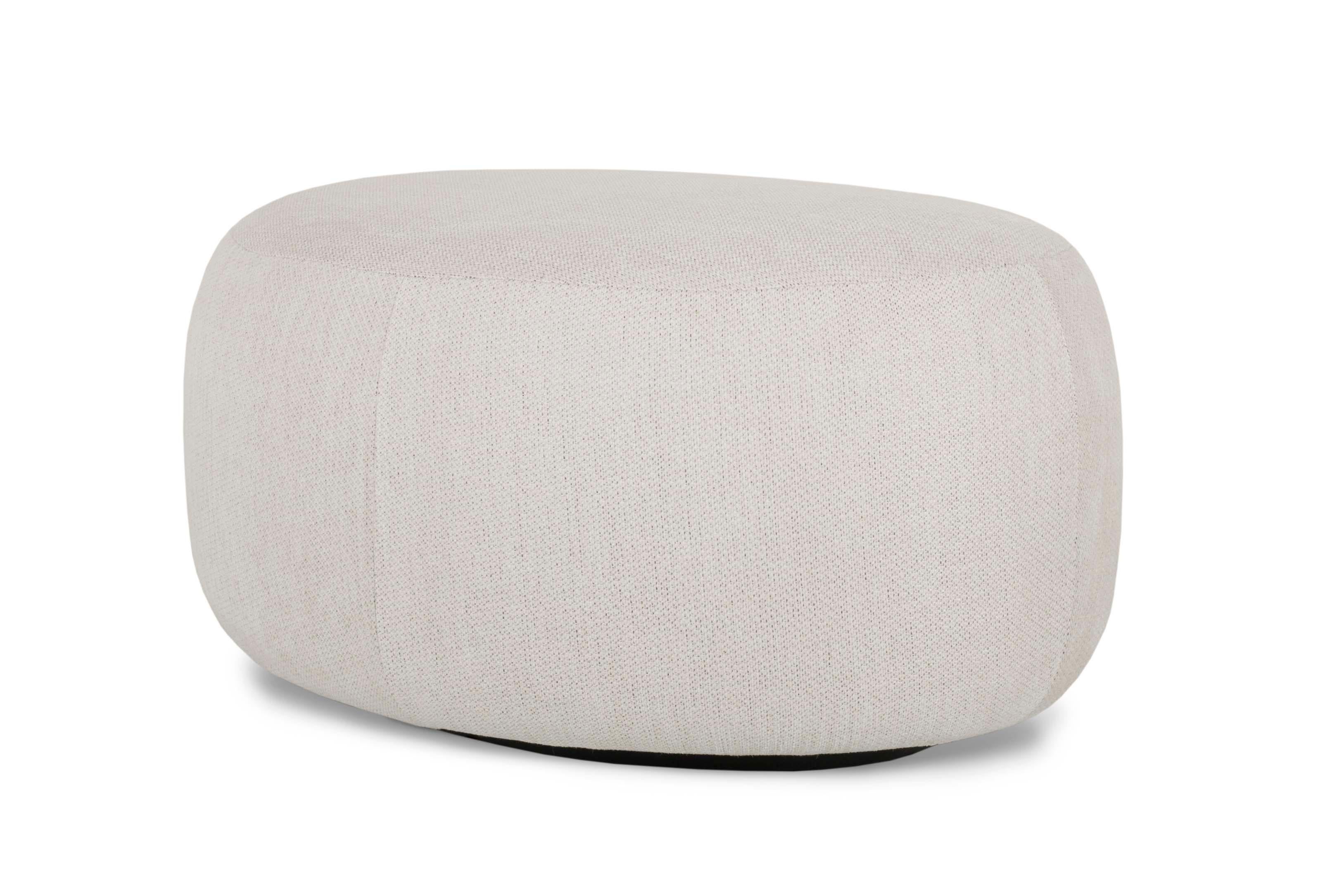 Modern Twins Pouf Ottoman, Beige Cotton Linen, Handmade Portugal by Greenapple In New Condition For Sale In Lisboa, PT