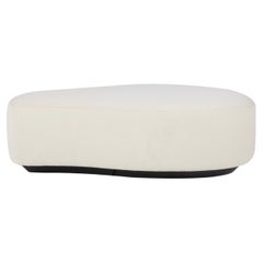 Organic Modern Twins Pouf Ottoman, White Alpaca Velvet, Handmade by Greenapple