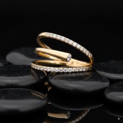 Modern Twist 14K (or 18k upon request) Yellow Gold Wrap Style Diamond Ring