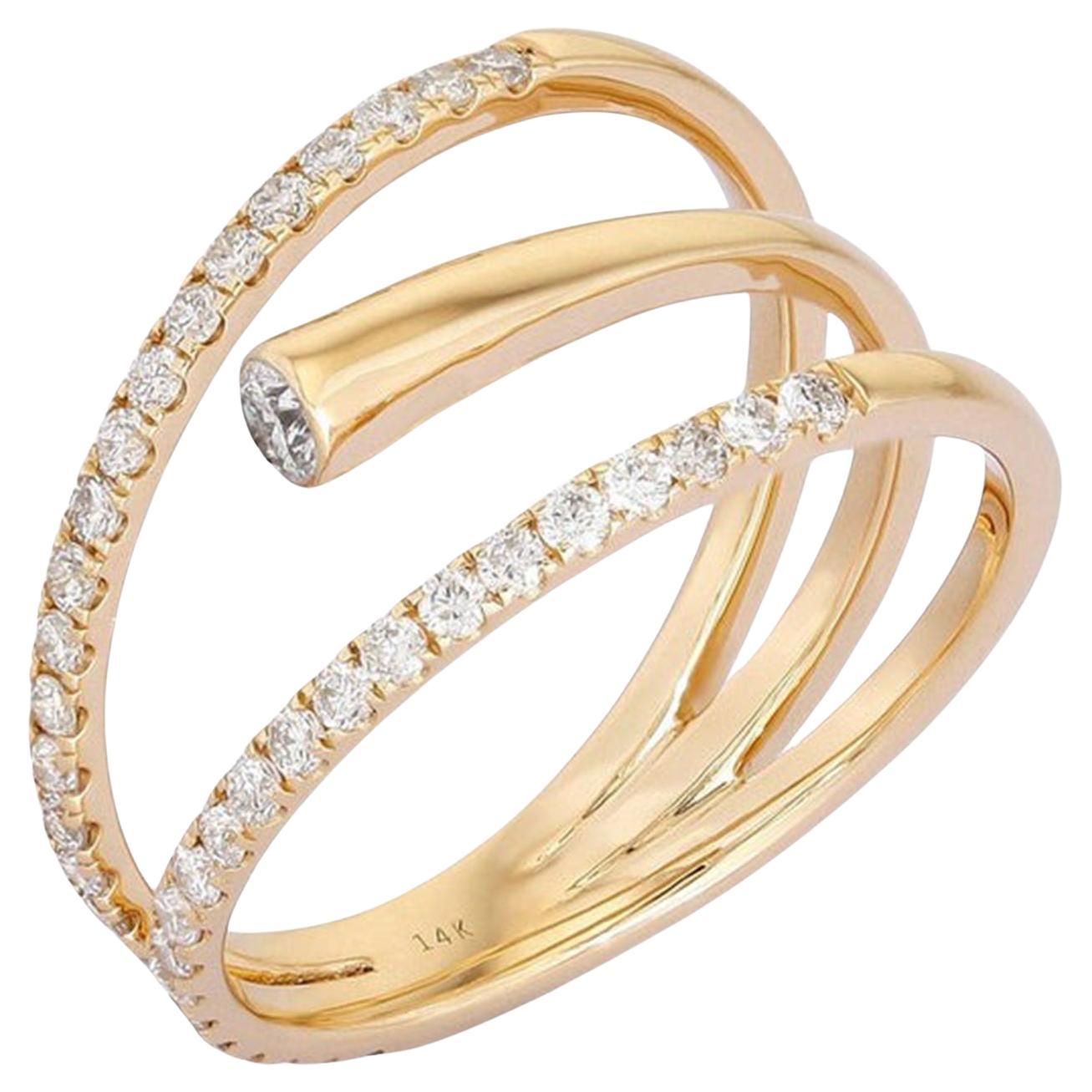 0.52ct Diamond Modern Twist Wrap 14K Yellow Gold Ring