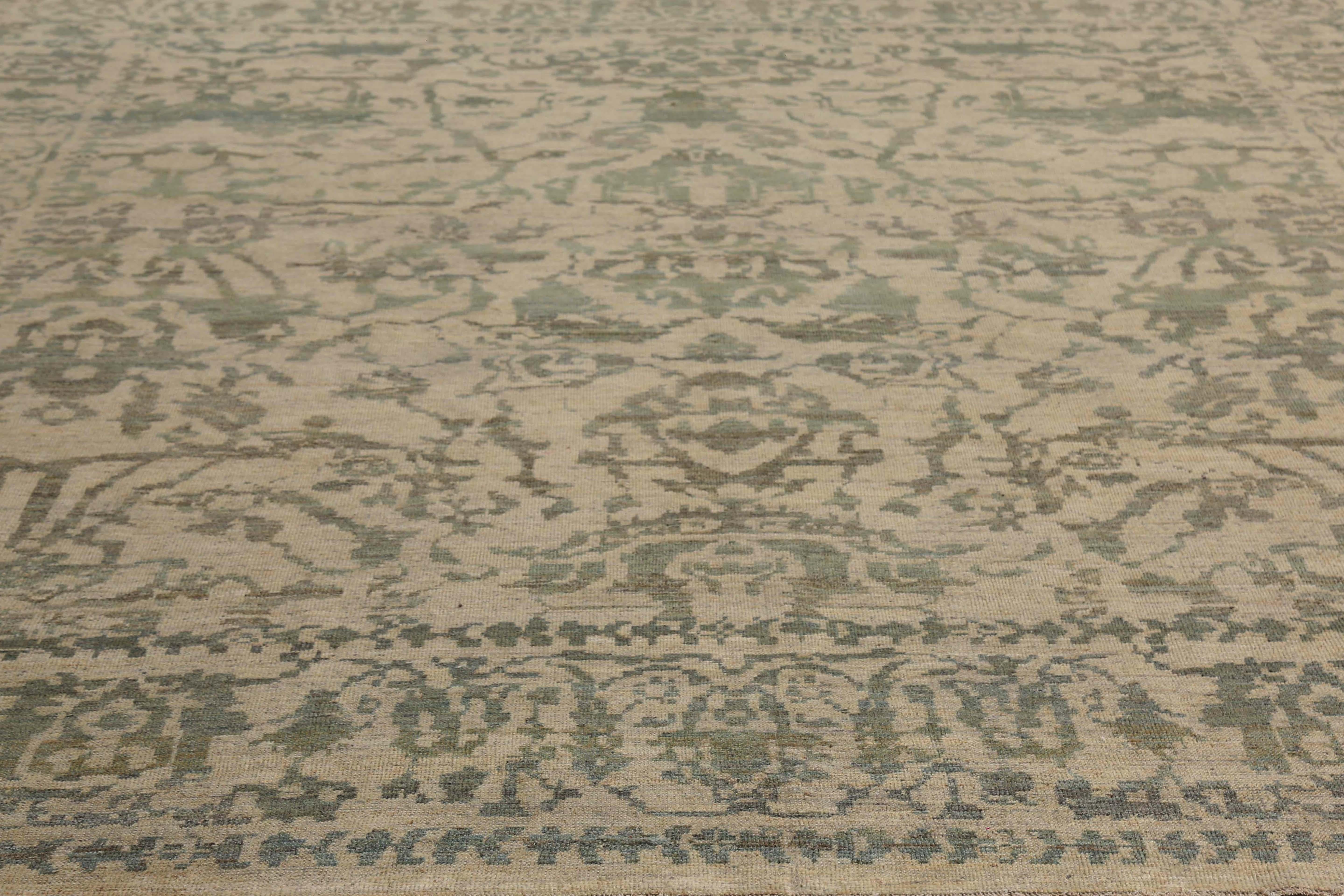 Hand-Woven Modern Twist on Classical Turkish Sultanabad Rug For Sale