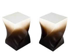 Modern Twist Pedestal Stands in Ombre Lacquered Finish