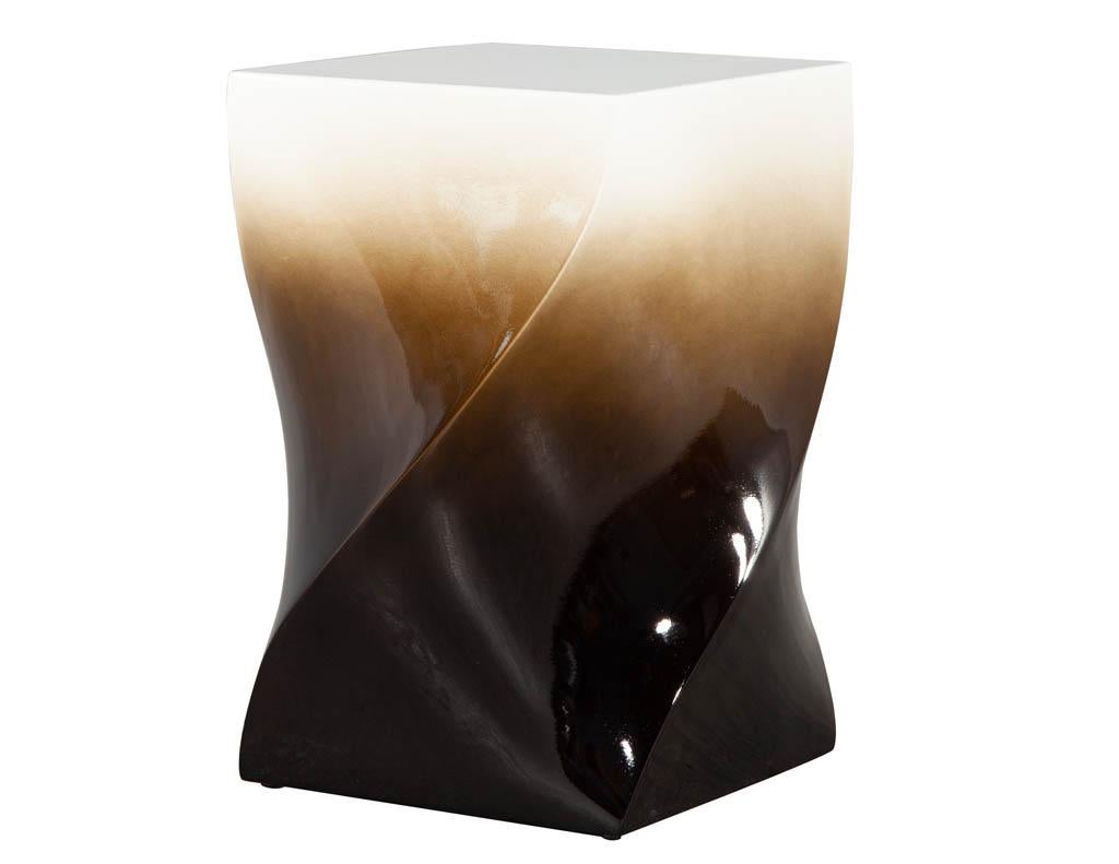 Composition Modern Twist Pedestal Stands in Ombre Lacquered Finish For Sale