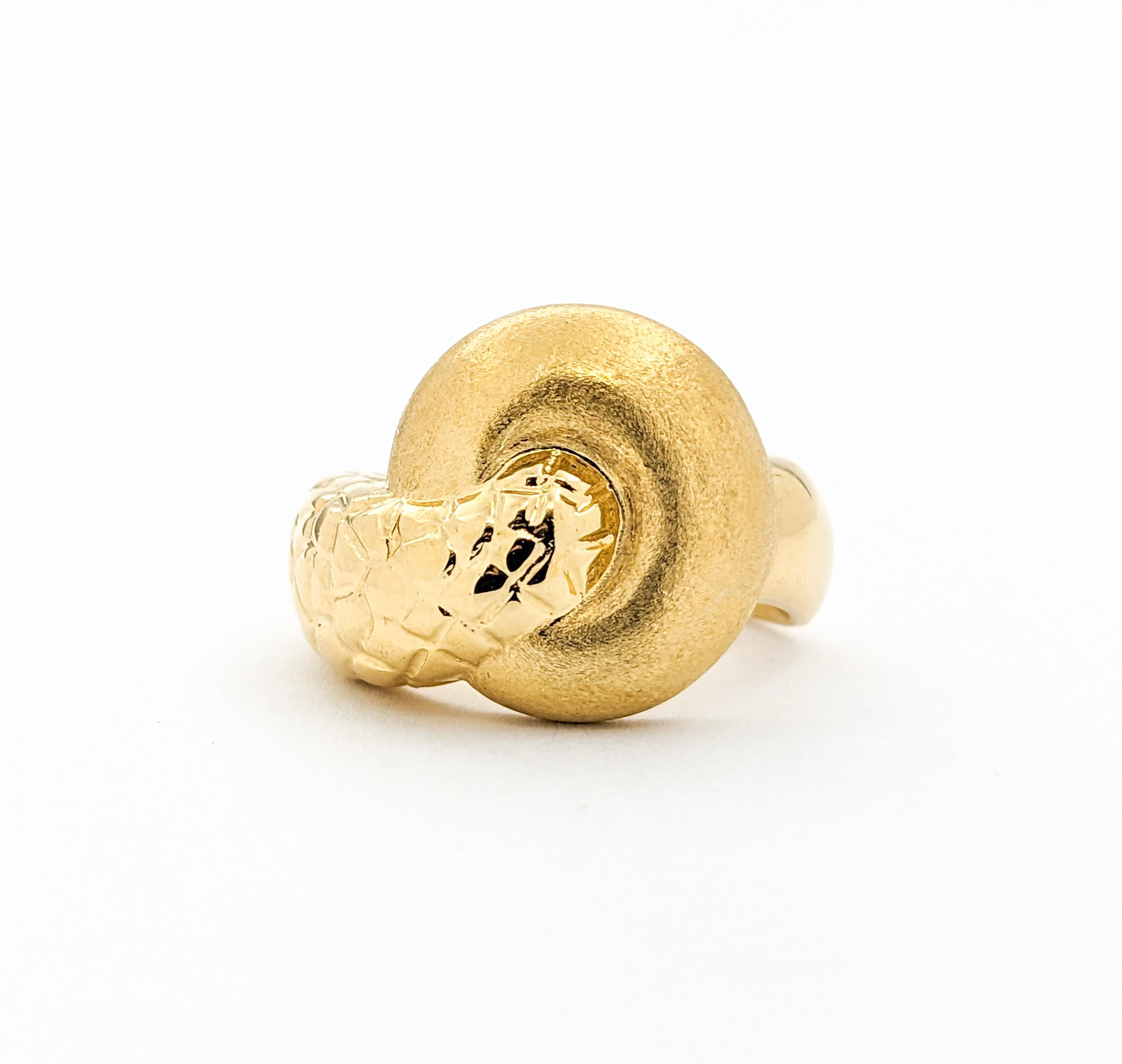 Modernist Unique Modern Twist Statement Ring In 18K Yellow Gold For Sale
