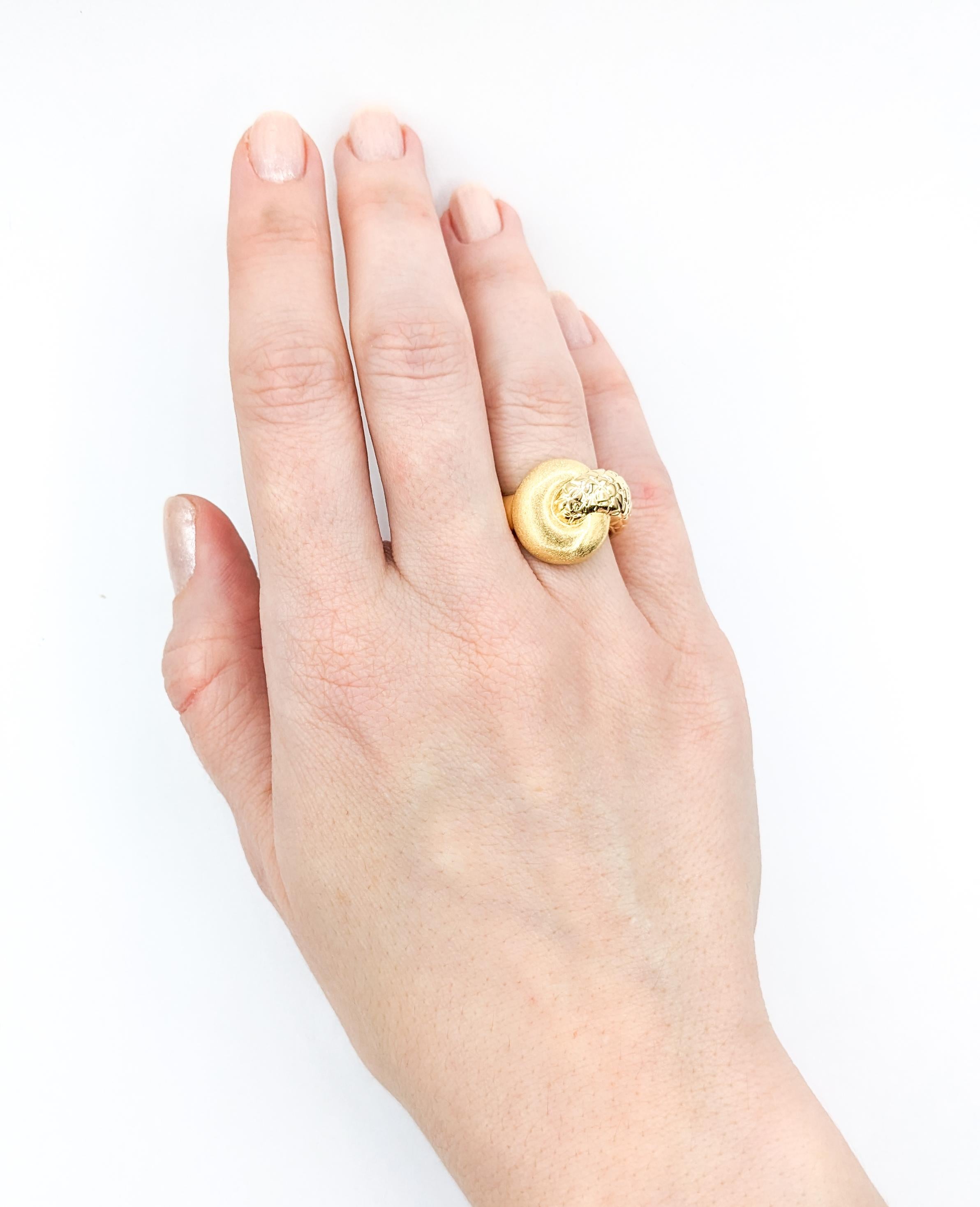 Unique Modern Twist Statement Ring In 18K Yellow Gold For Sale 4