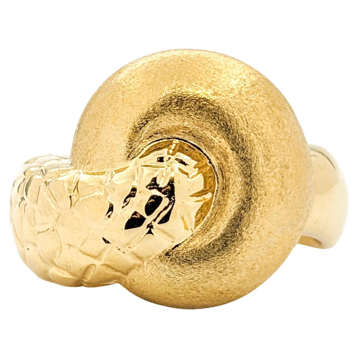 Unique Modern Twist Statement Ring In 18K Yellow Gold For Sale