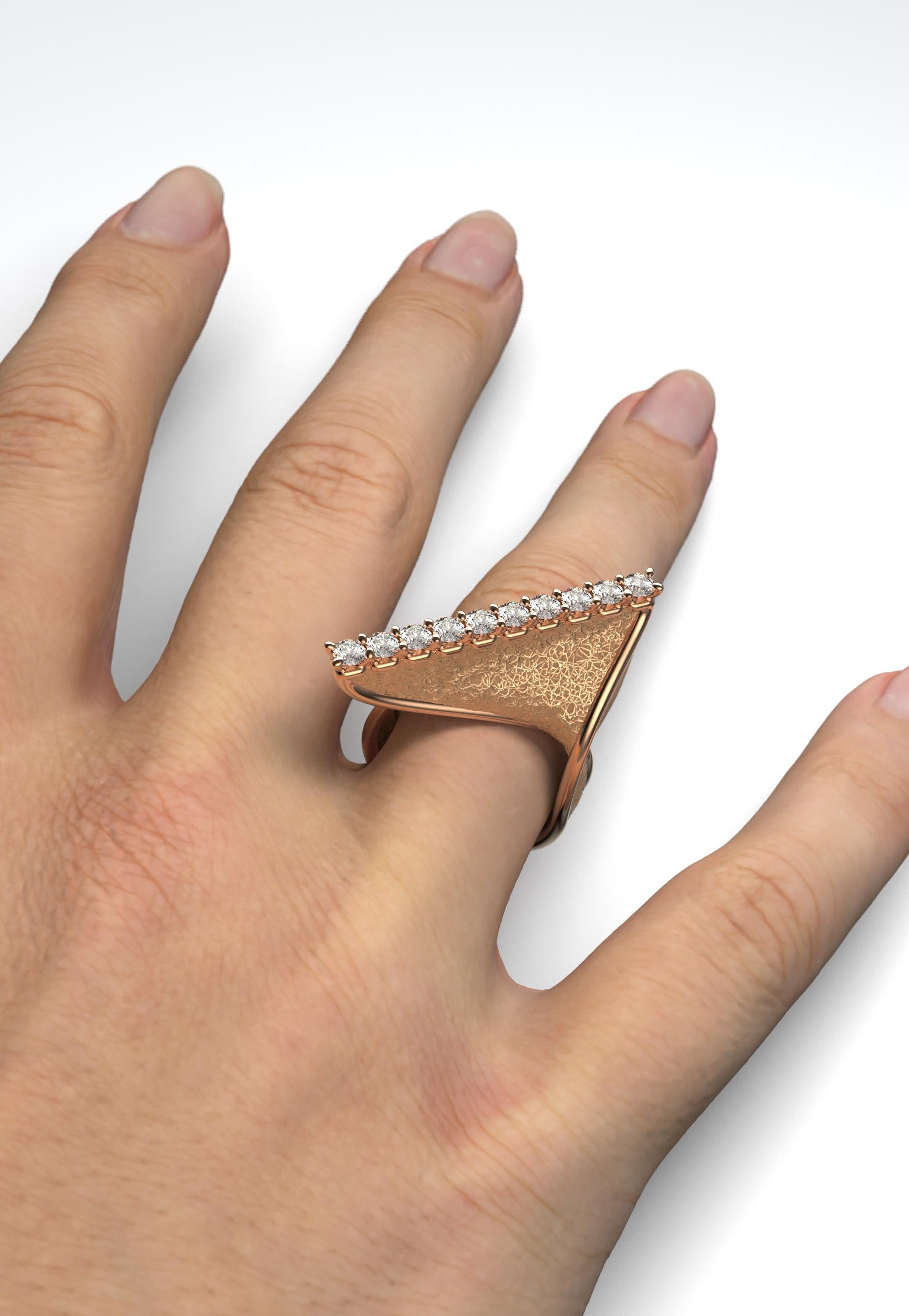 For Sale:  Modern Twisted 18k Gold Ring with Natural Diamonds by Oltremare Gioielli Italy 3