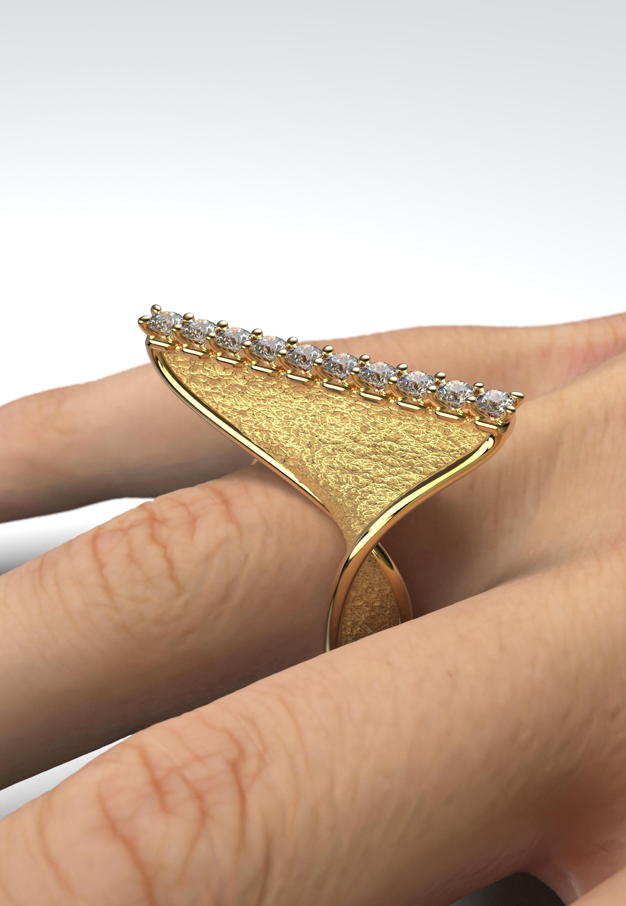For Sale:  Modern Twisted 18k Gold Ring with Natural Diamonds by Oltremare Gioielli Italy 5