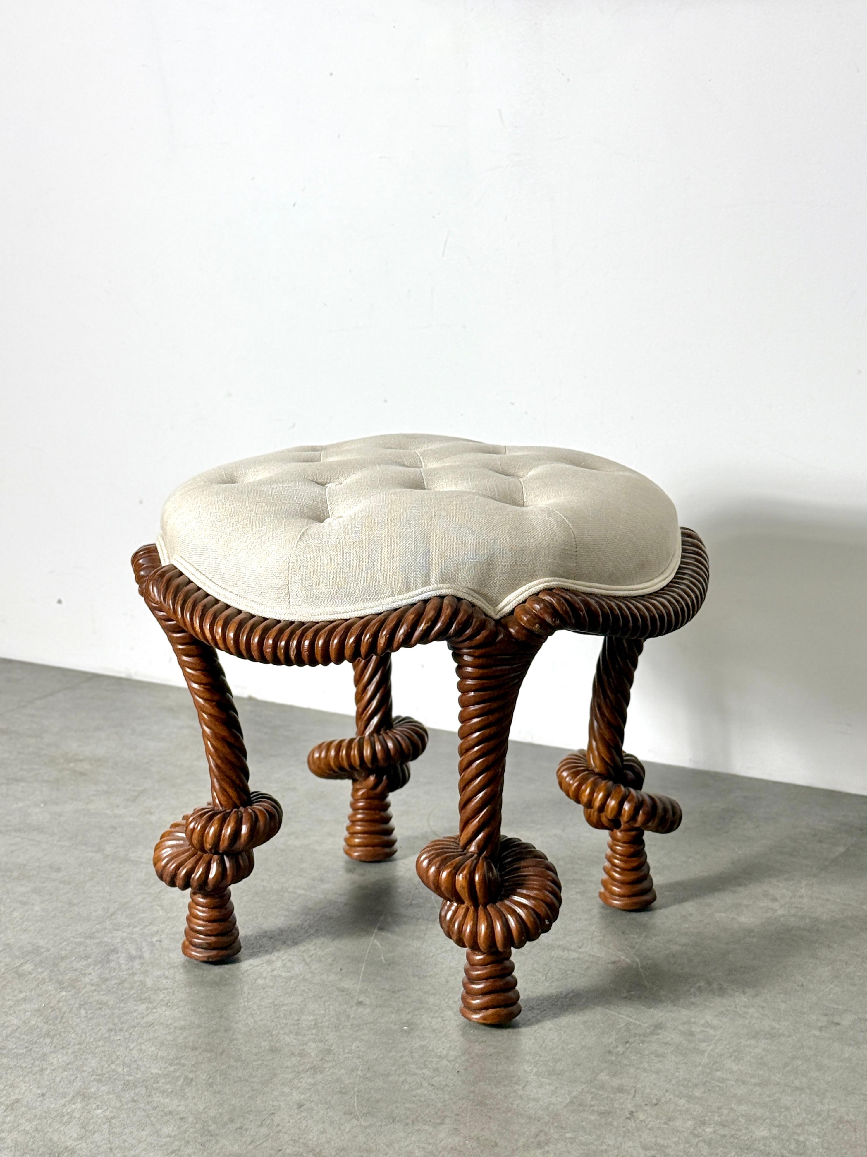 Napoléon III Modern Twisted Rope Sculptural Tabouret Stool after AME Fournier, 21st Century en vente