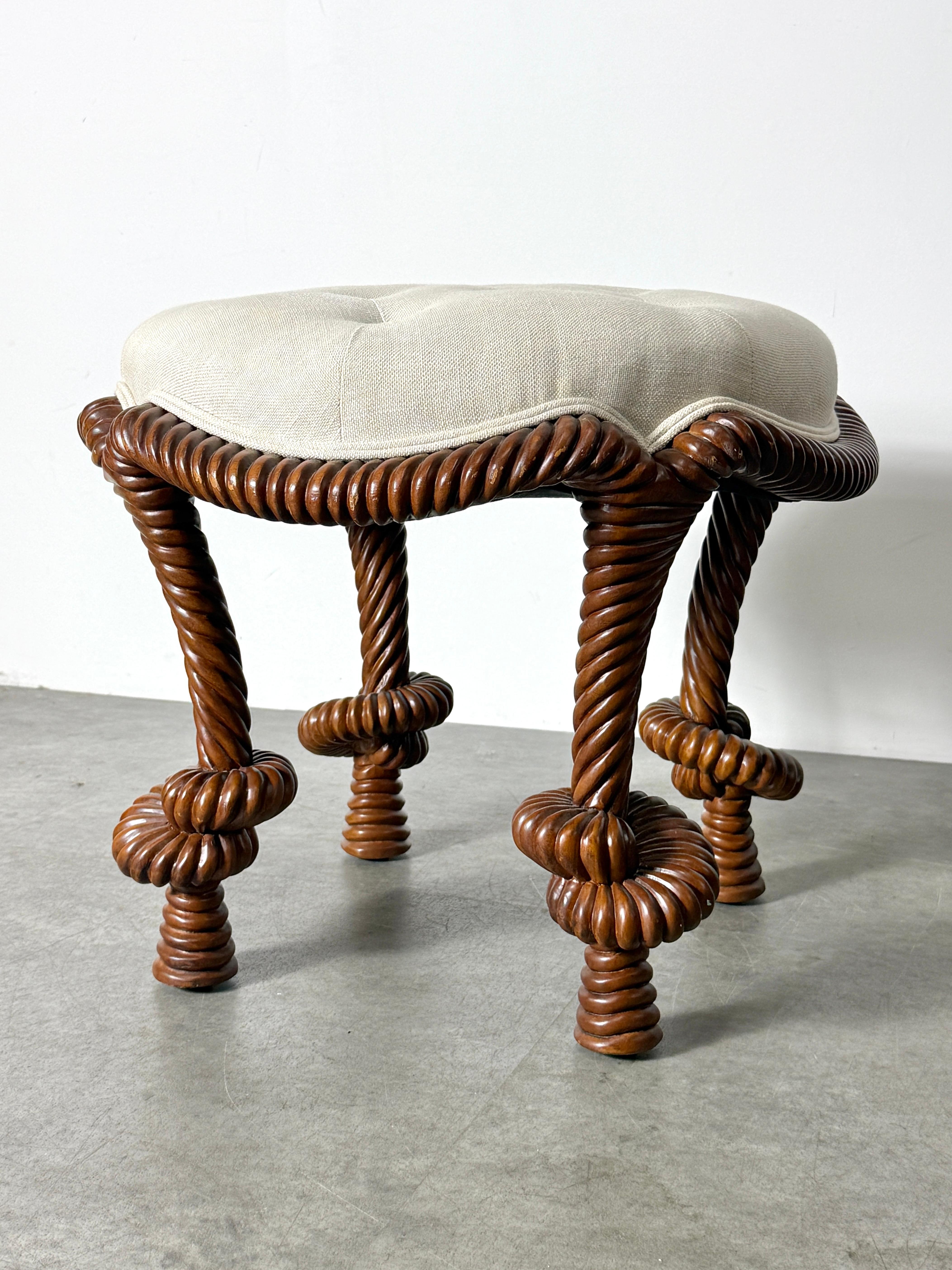 Américain Modern Twisted Rope Sculptural Tabouret Stool after AME Fournier, 21st Century en vente
