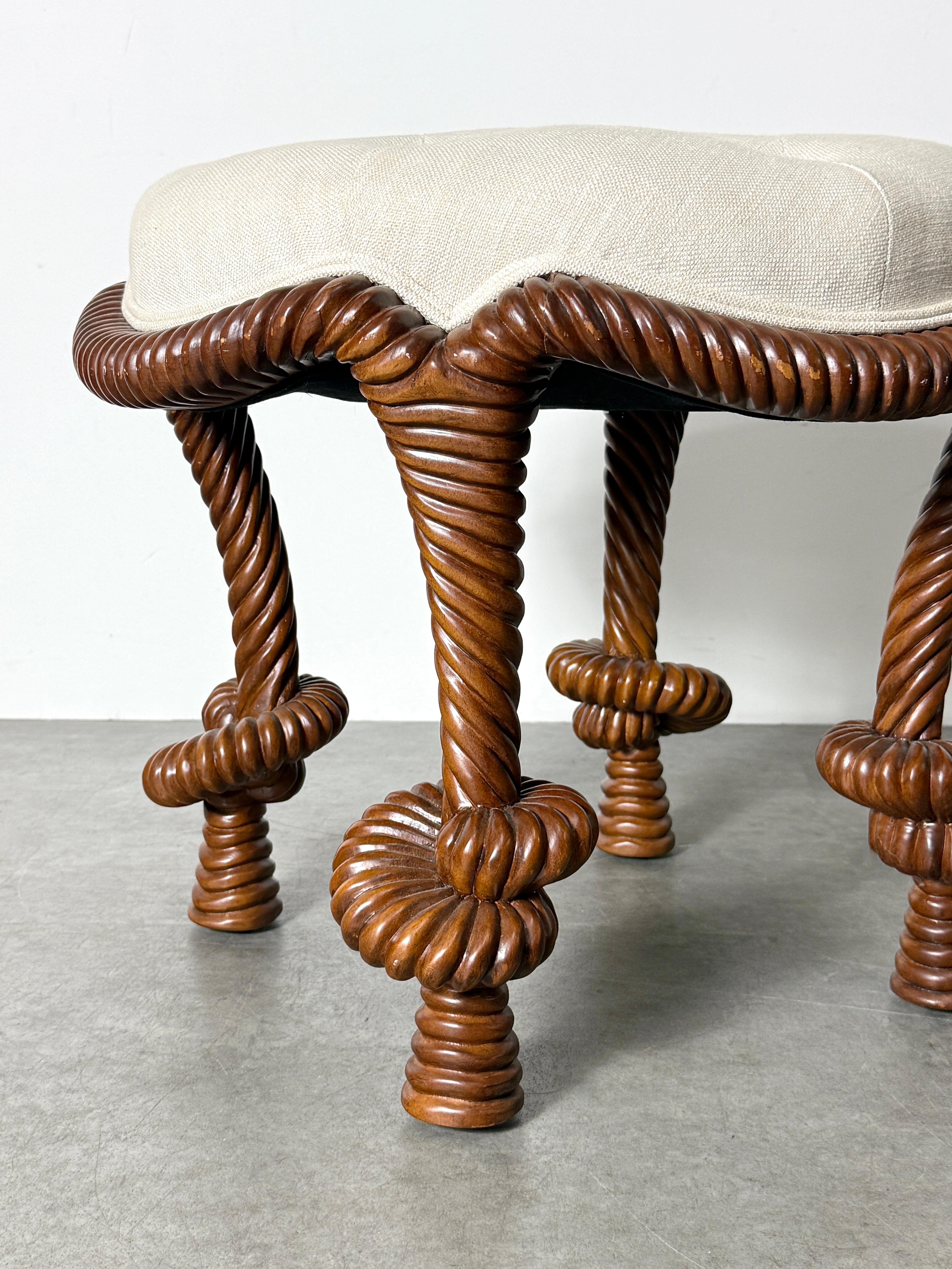 Sculpté à la main Modern Twisted Rope Sculptural Tabouret Stool after AME Fournier, 21st Century en vente