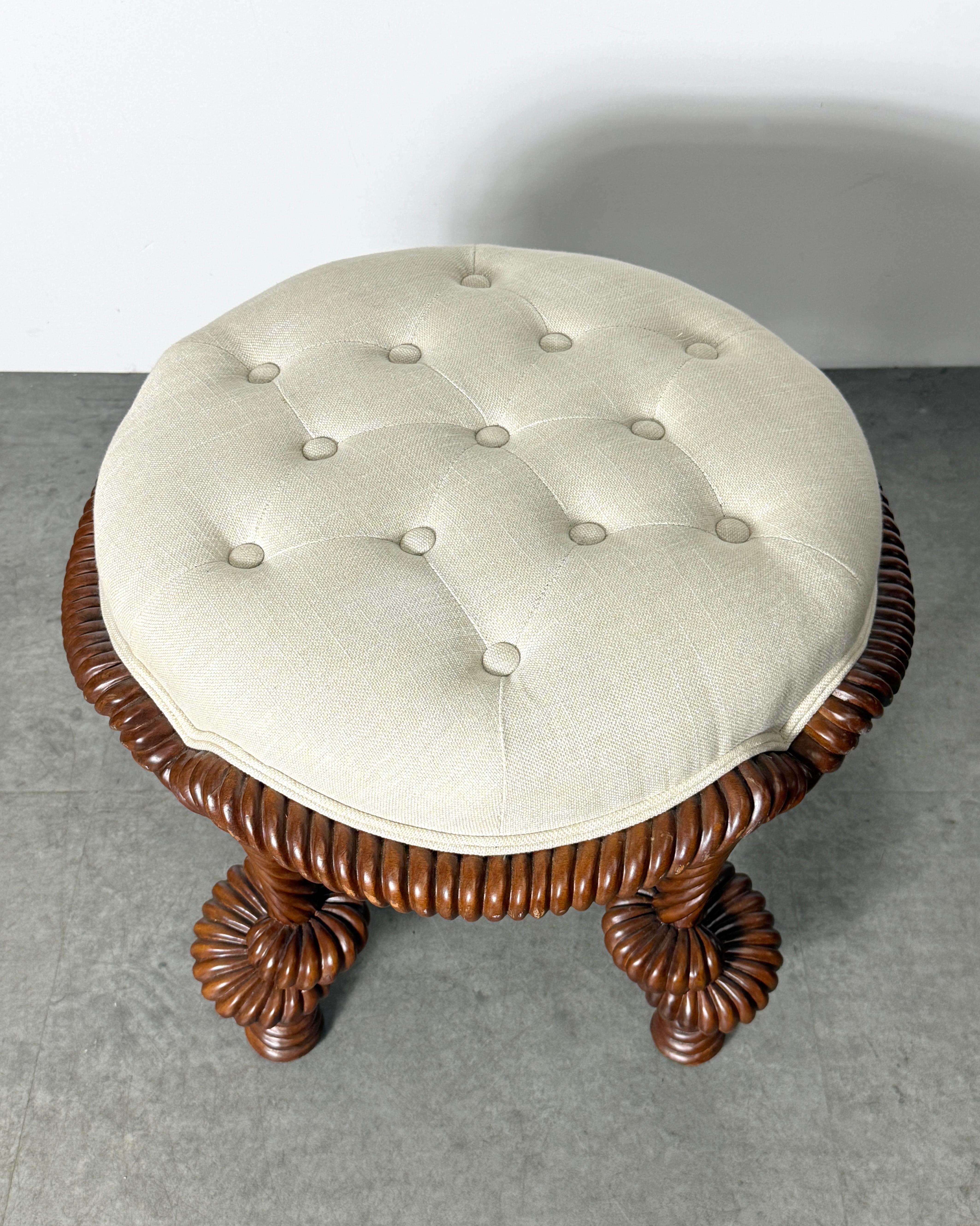 XXIe siècle et contemporain Modern Twisted Rope Sculptural Tabouret Stool after AME Fournier, 21st Century en vente