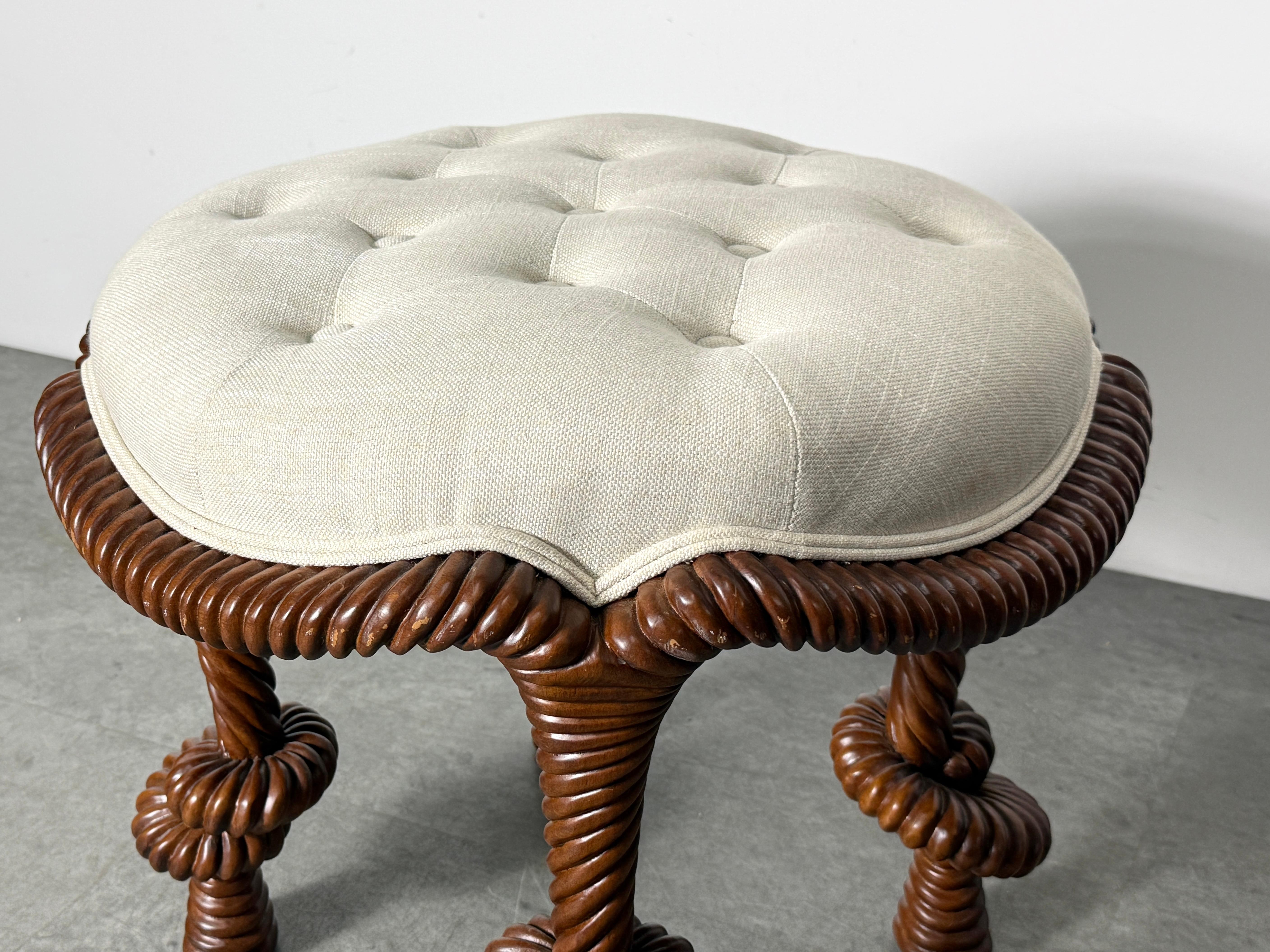 Lin Modern Twisted Rope Sculptural Tabouret Stool after AME Fournier, 21st Century en vente