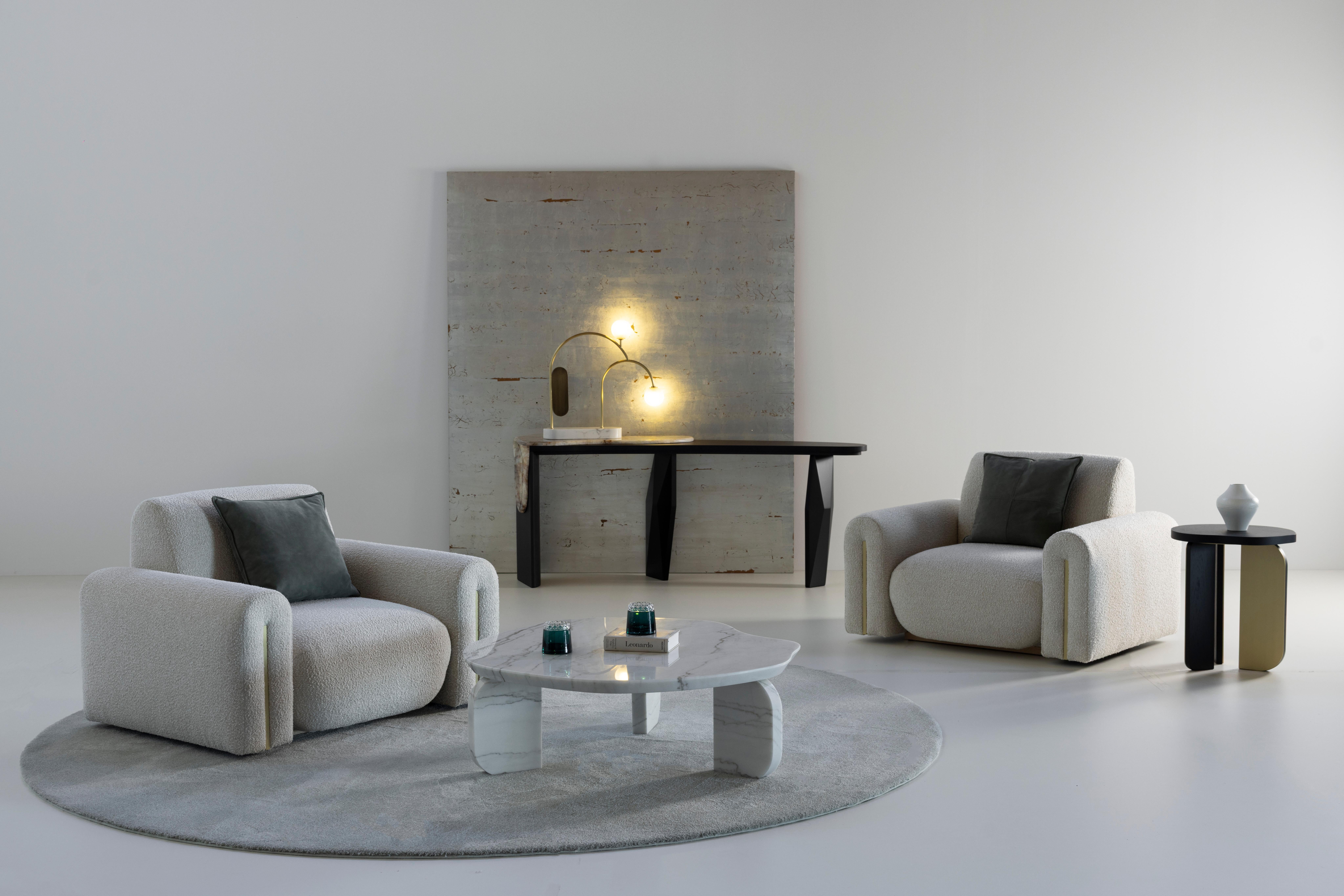 Modern Two Cordless Table Lamp, Marble Brass, Handmade in Portugal by Greenapple For Sale 11