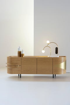 Lampada da tavolo moderna a due fili, in marmo e ottone, fatta a mano in Portogallo da Greenapple