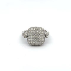 Unique Diamond Flip Ring in 18k Solid White Gold, Fine Jewelry for Him