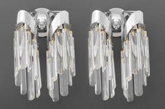 Modern Two-Light Crystal Wall Sconces, Pair