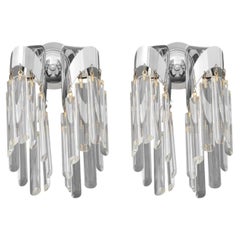 Modern Two-Light Crystal Wall Sconces, Pair