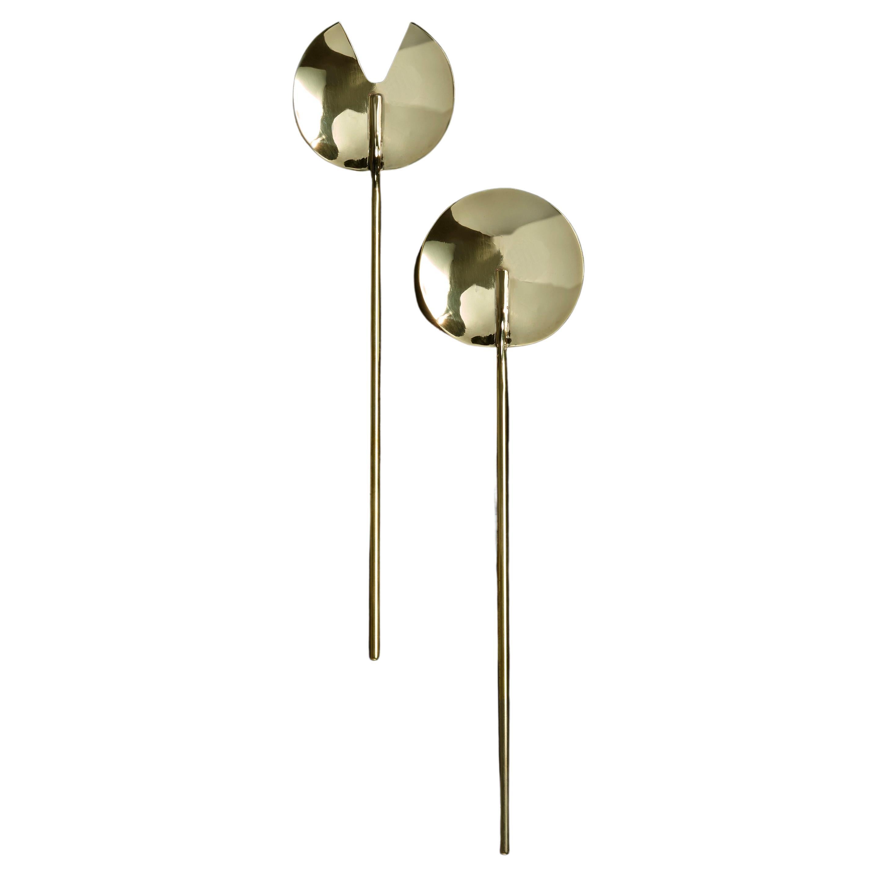 Modern Two Piece Brass Salad Set Forged and Fabricated in Mirror Finish Brass For Sale