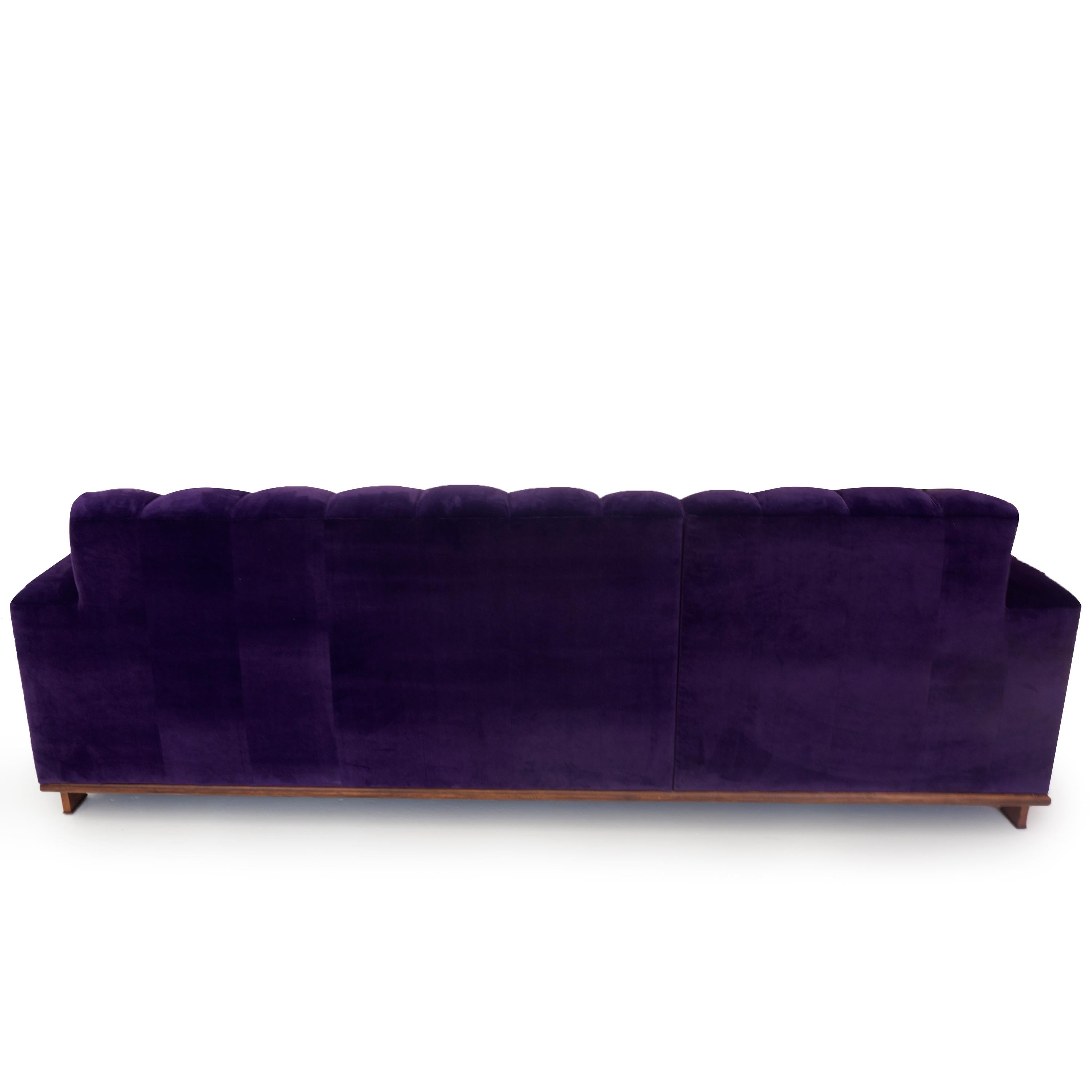 Modern Two-Piece Sectional Sofa with Channeled Velvet Upholstery For Sale 5